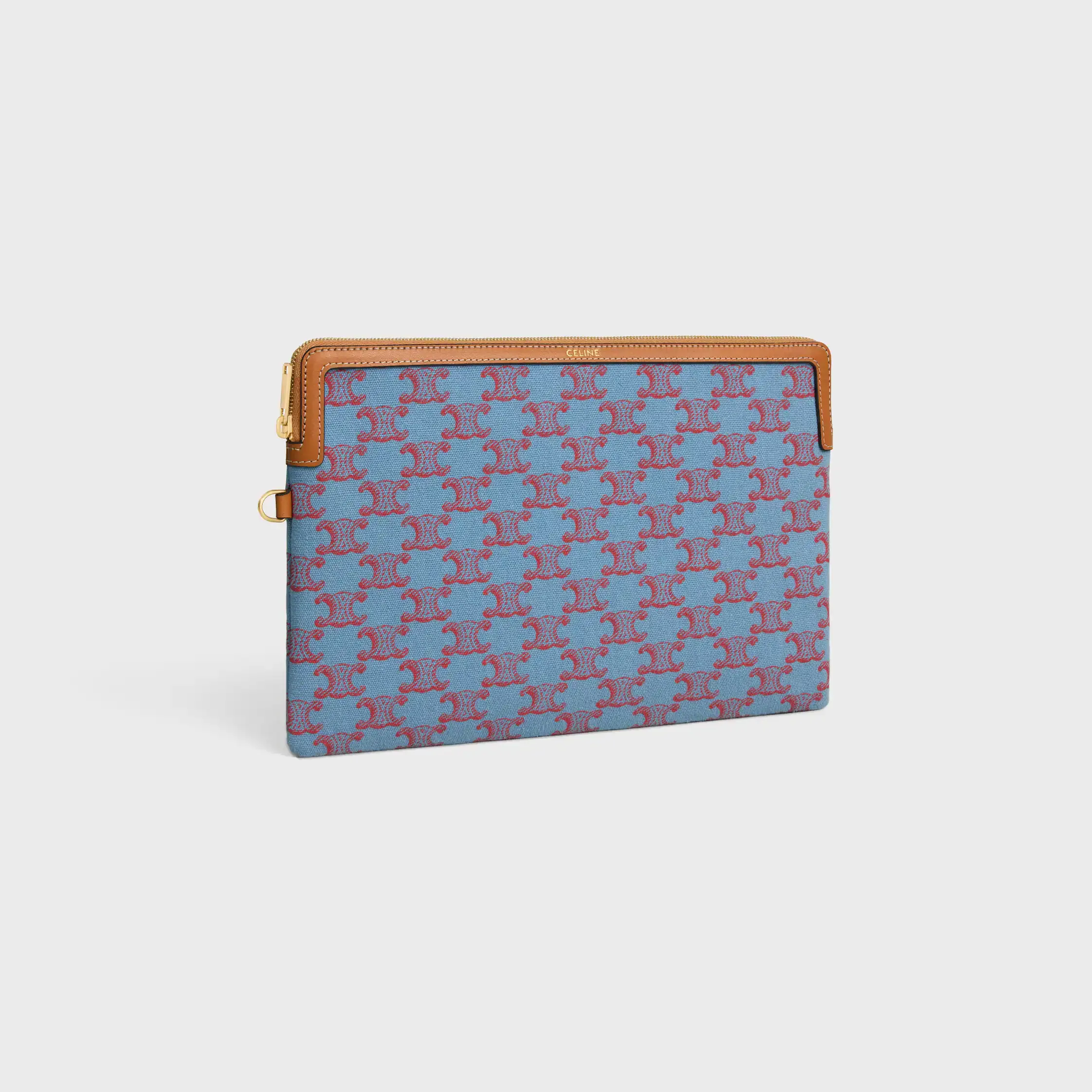 PETIT PORTÉE AVEC SANGLE CUIR TRIOMPHE EN TISSU AVEC TRIOMPHE SUR TOUTE LA PIÈCE