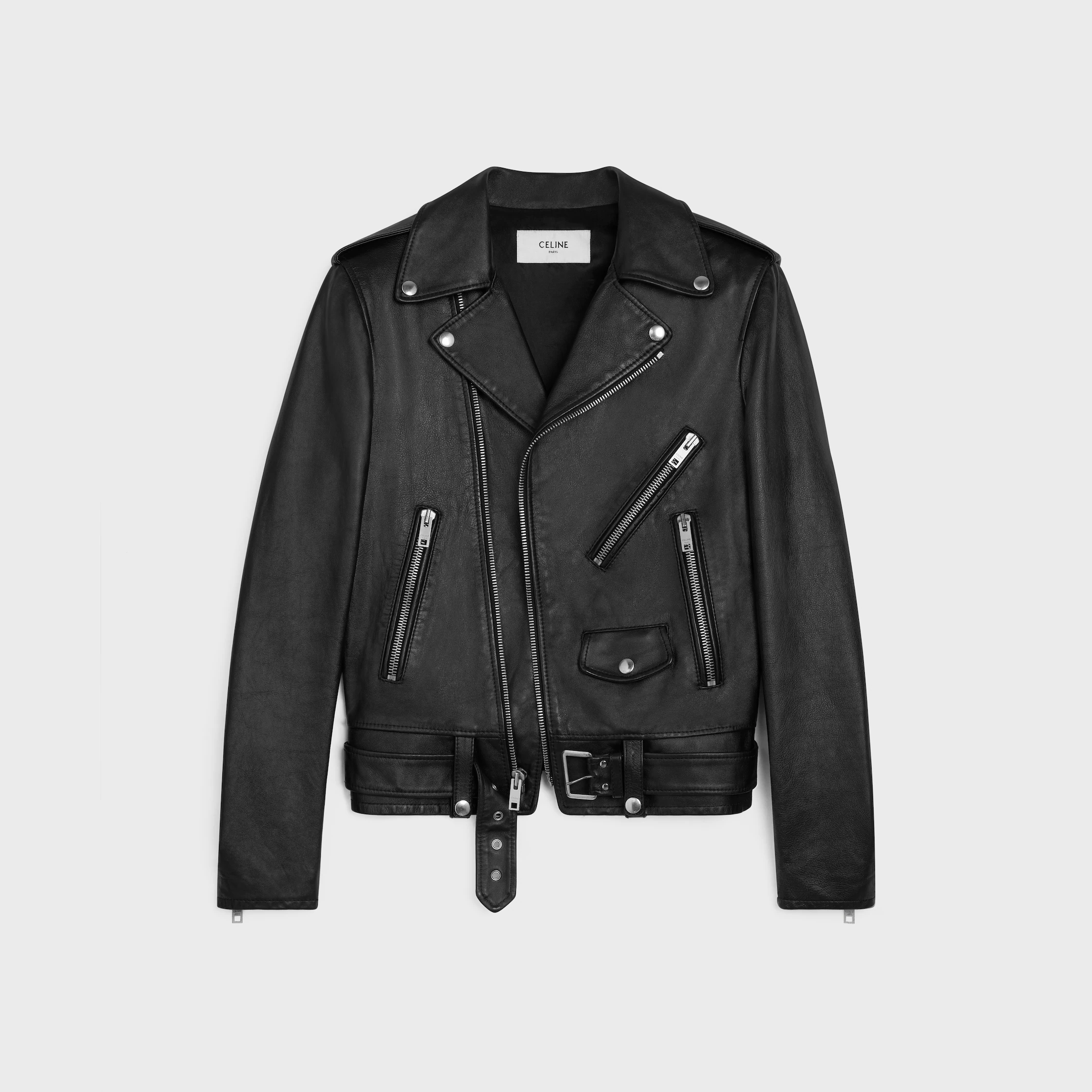 blouson classique en cuir de veau