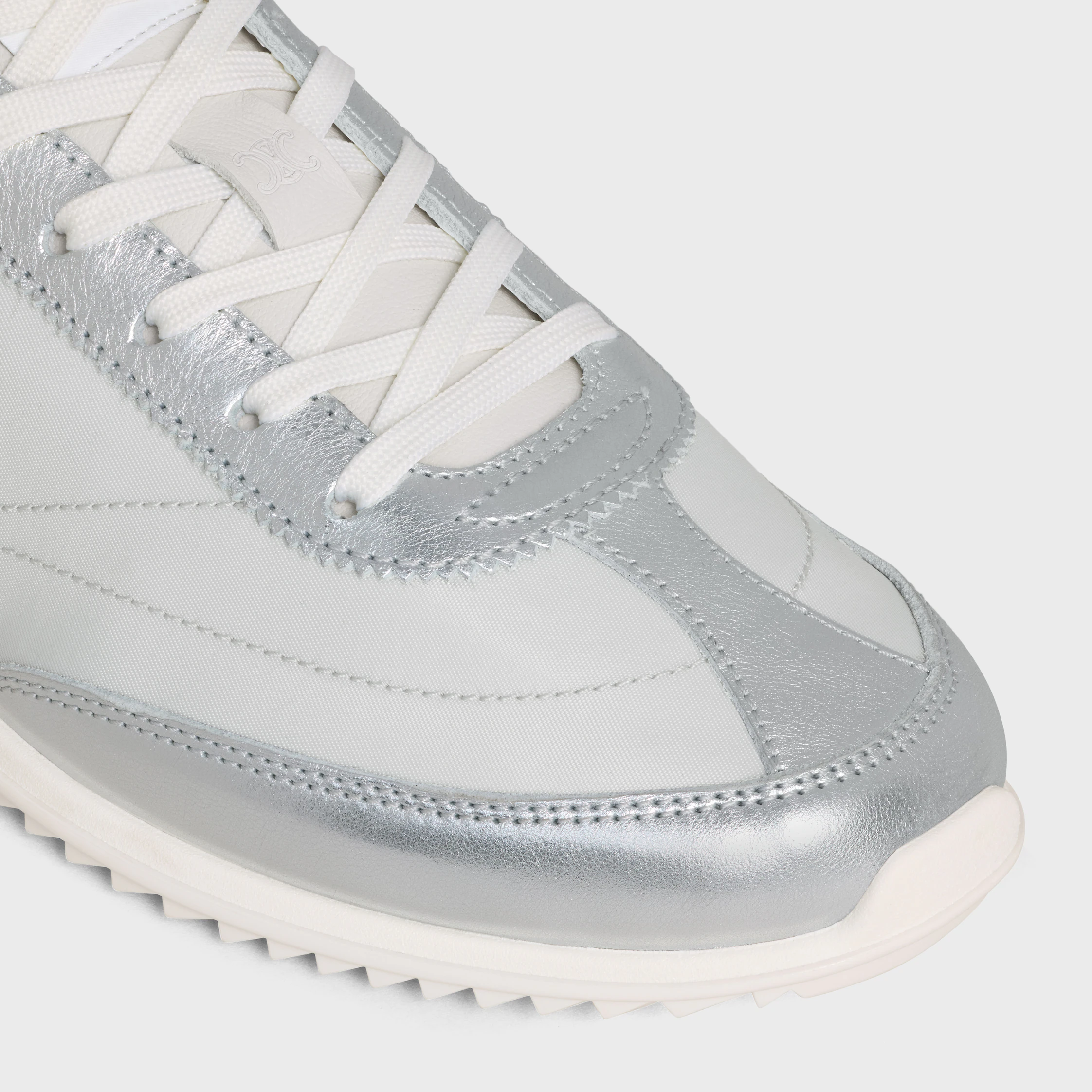 SNEAKER RACER EN NYLON, CUIR DE VEAU LAMINÉ ET CUIR DE VEAU