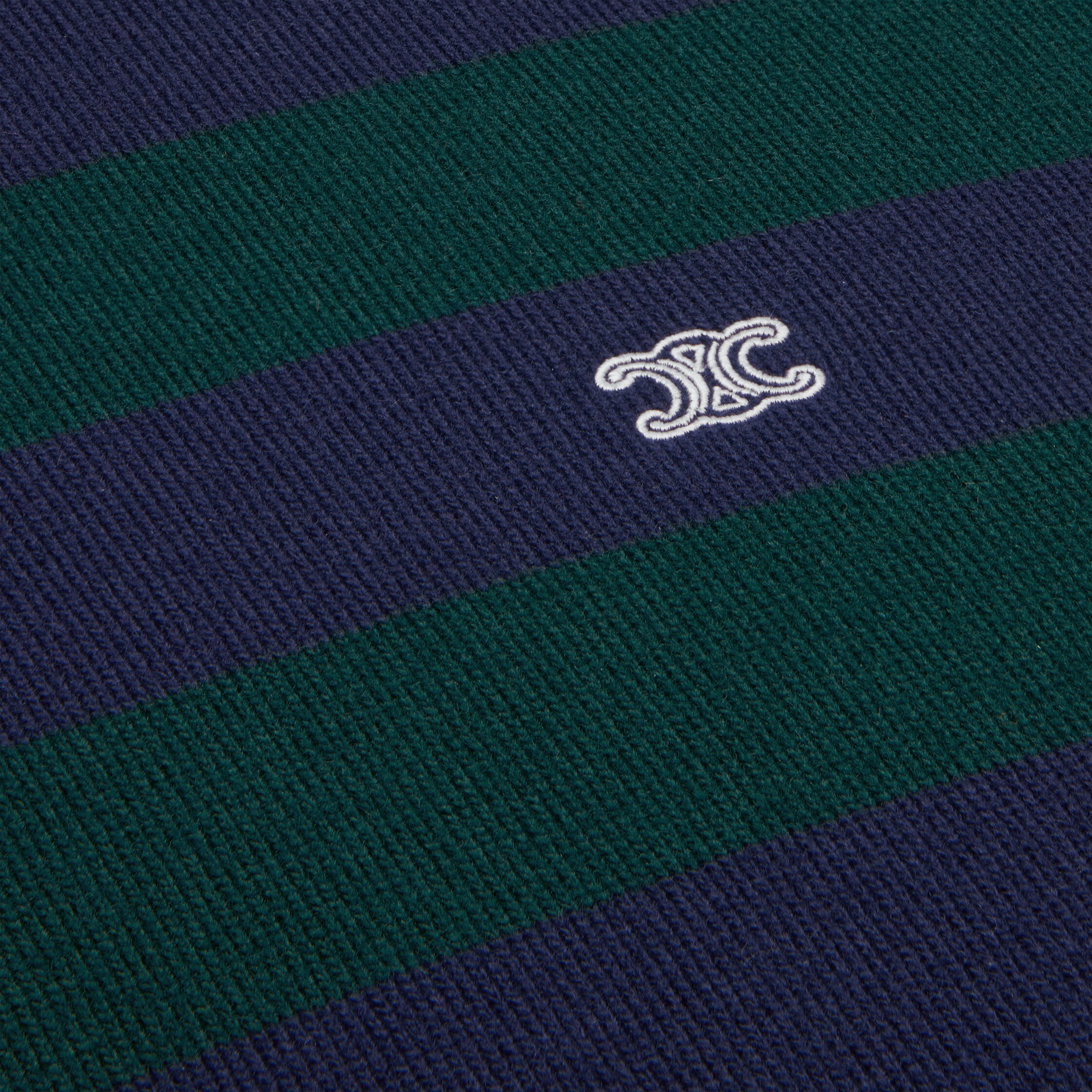 pull-over à col polo en laine à rayures
