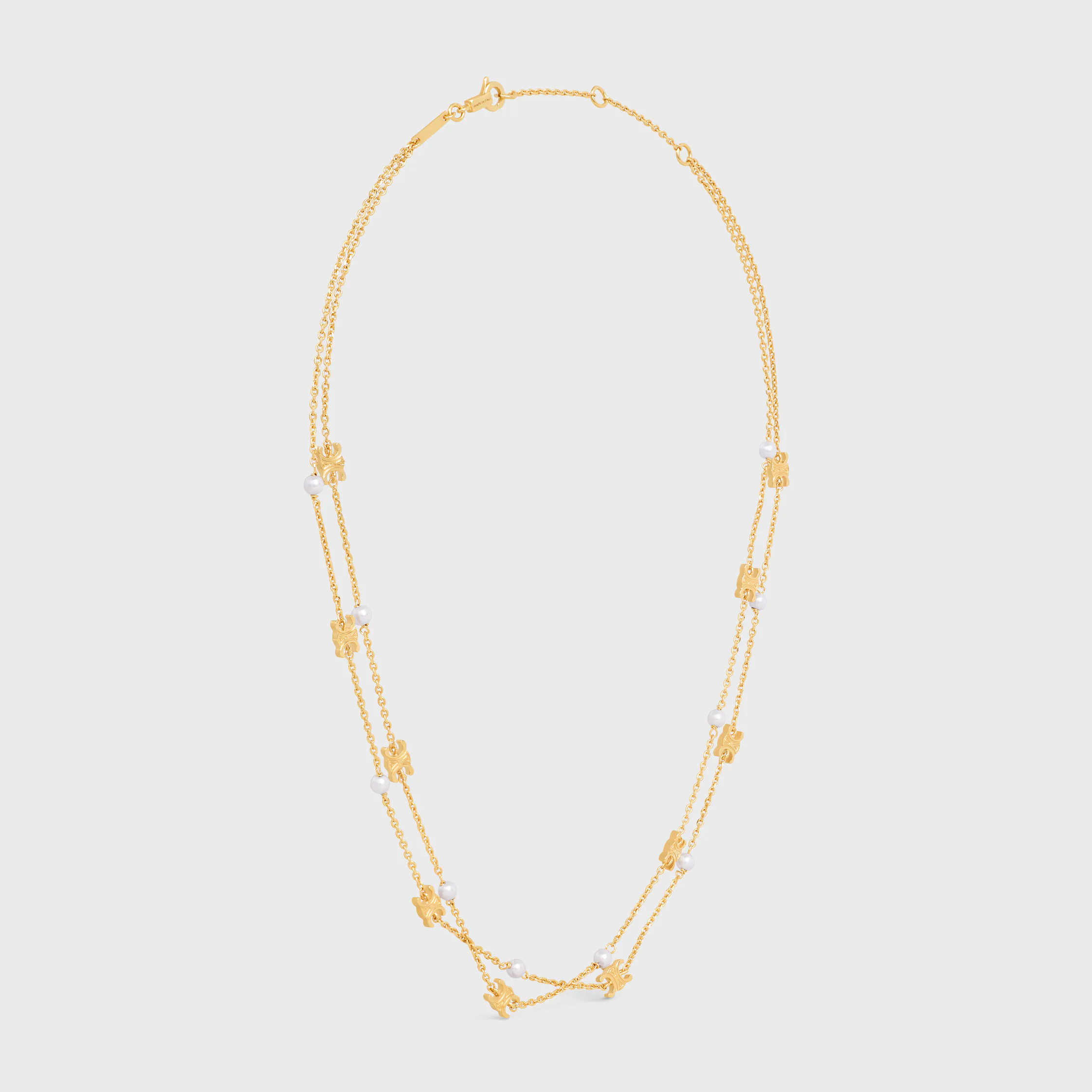 Collier Double Triomphe Pearl en laiton fini or avec perles en résine
