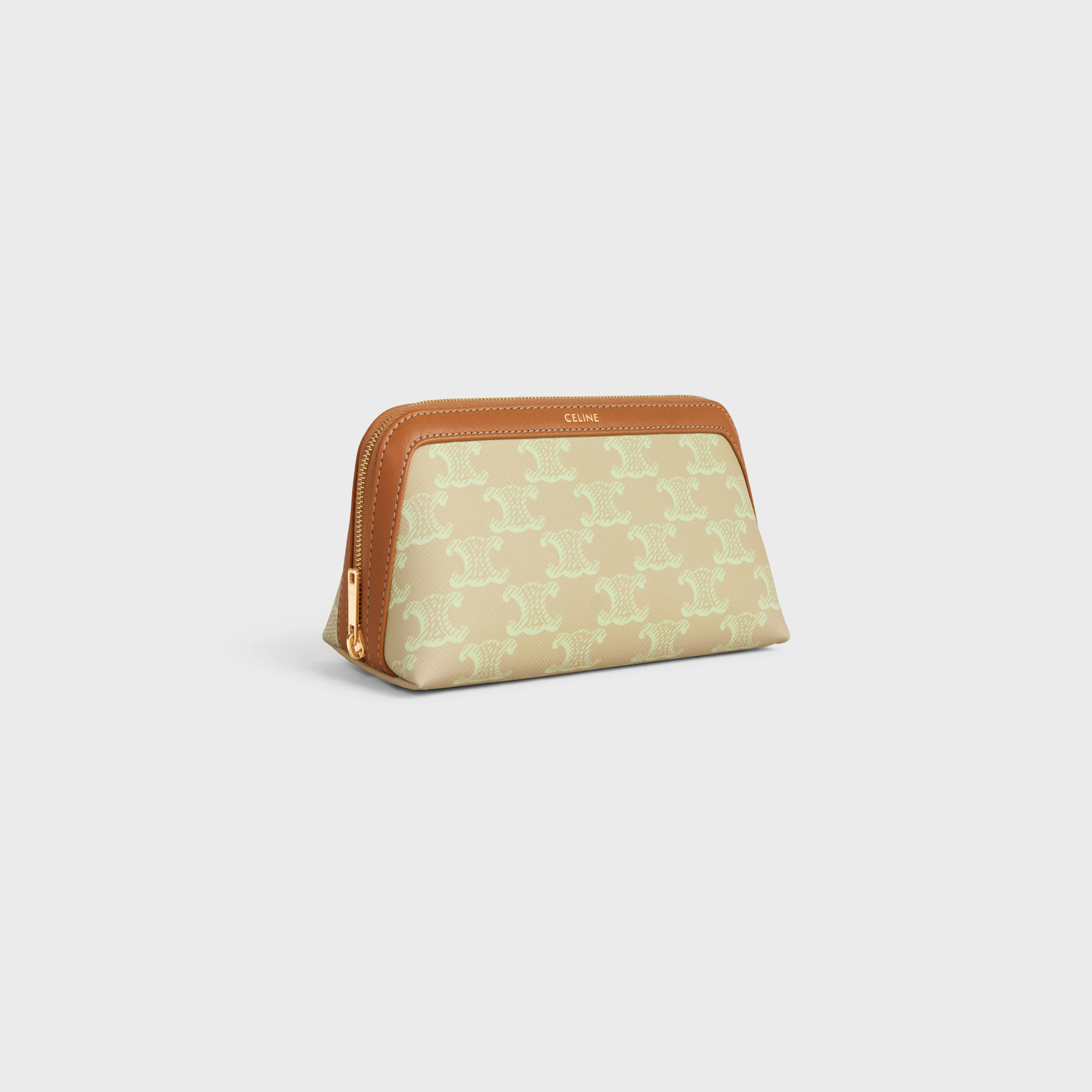 POCHETTE LIPSTICK COSMÉTIQUE EN TISSU TRIOMPHE ET CUIR DE VEAU