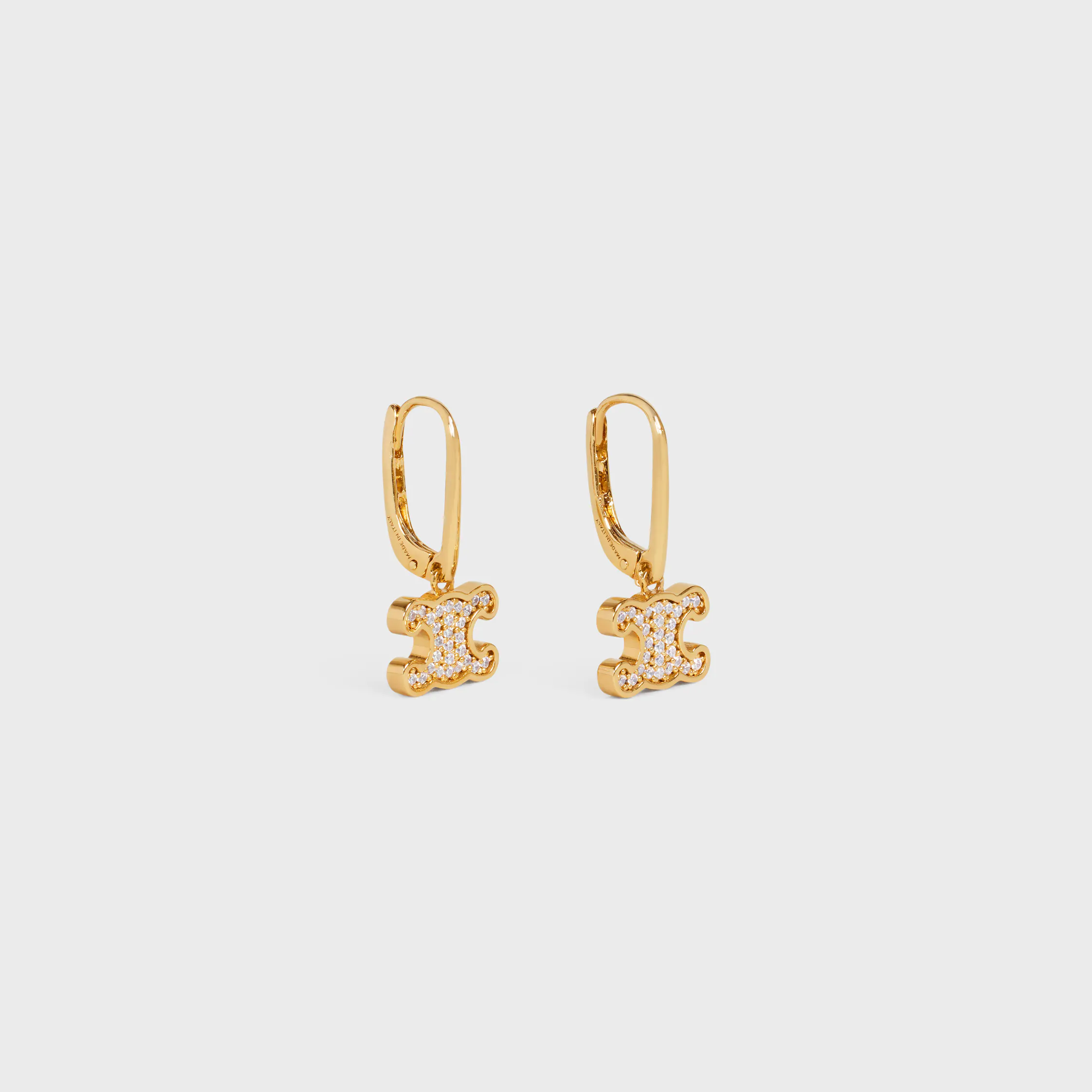 Boucles d'oreilles Triomphe en laiton avec finition dorée et cristaux