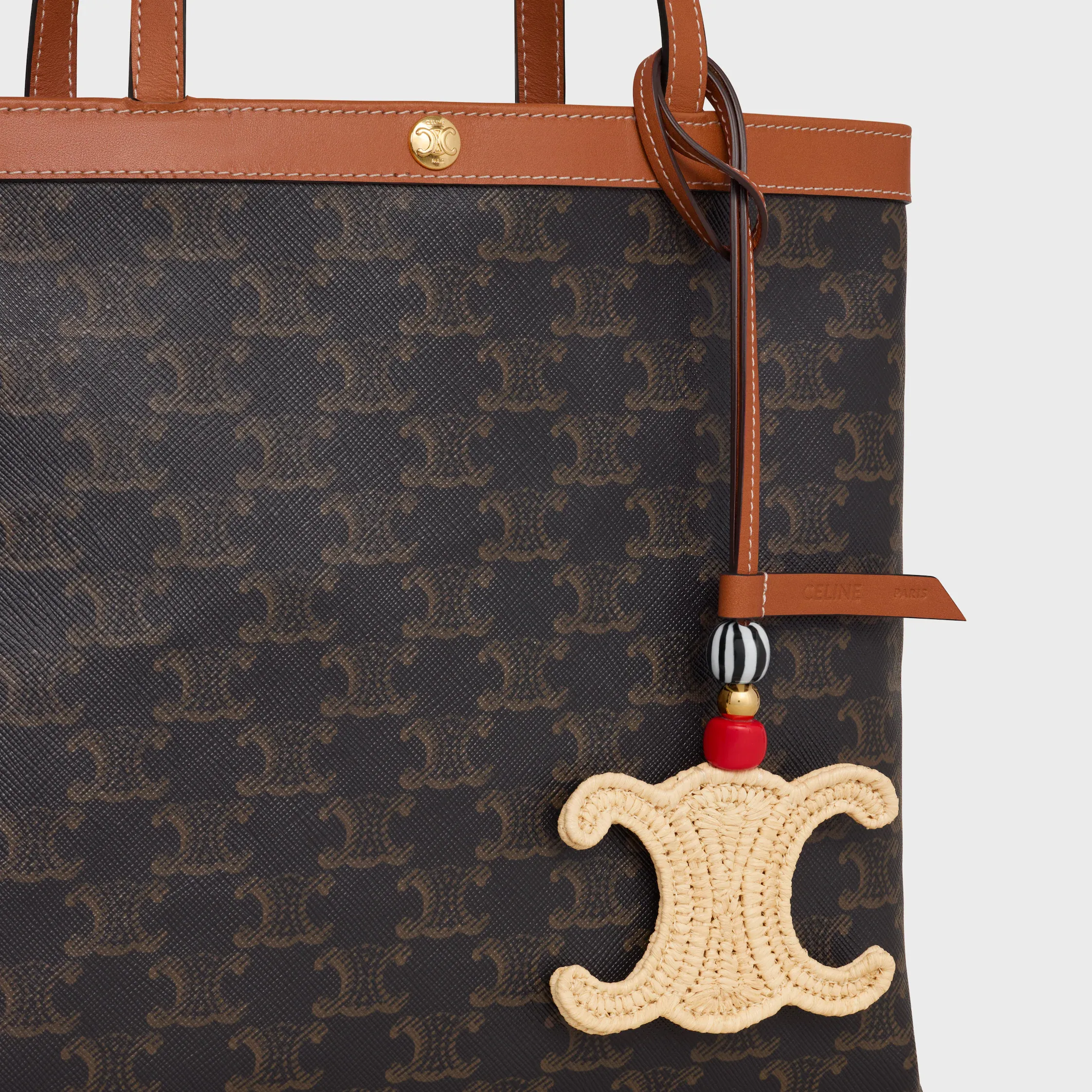 TRIOMPHE CHARM EN RAPHIA ET VEAU NATURAL