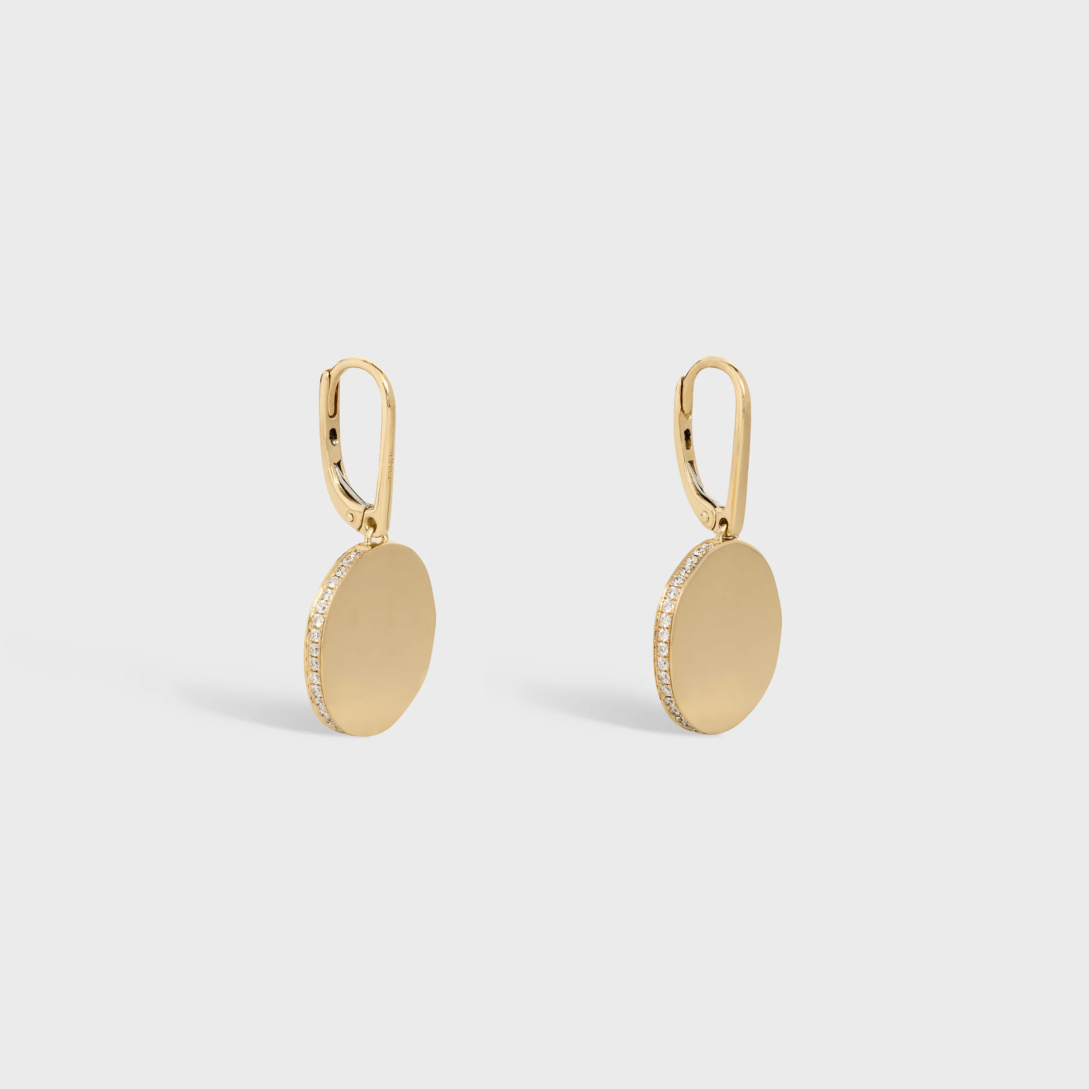 Boucles d'oreilles Médaille Celine en or jaune et diamants
