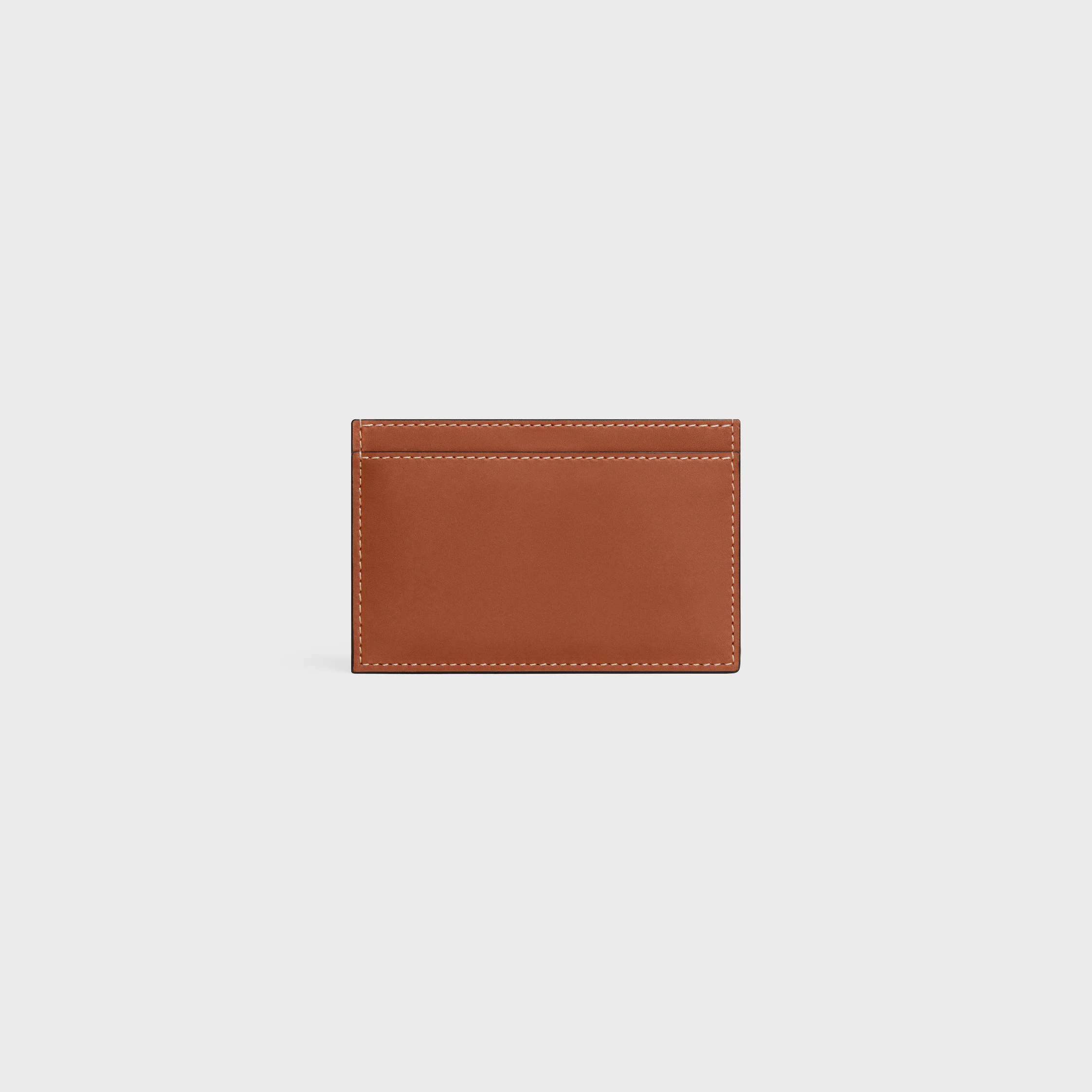 Porte-cartes en cuir de veau naturel avec motif triomphe gravé