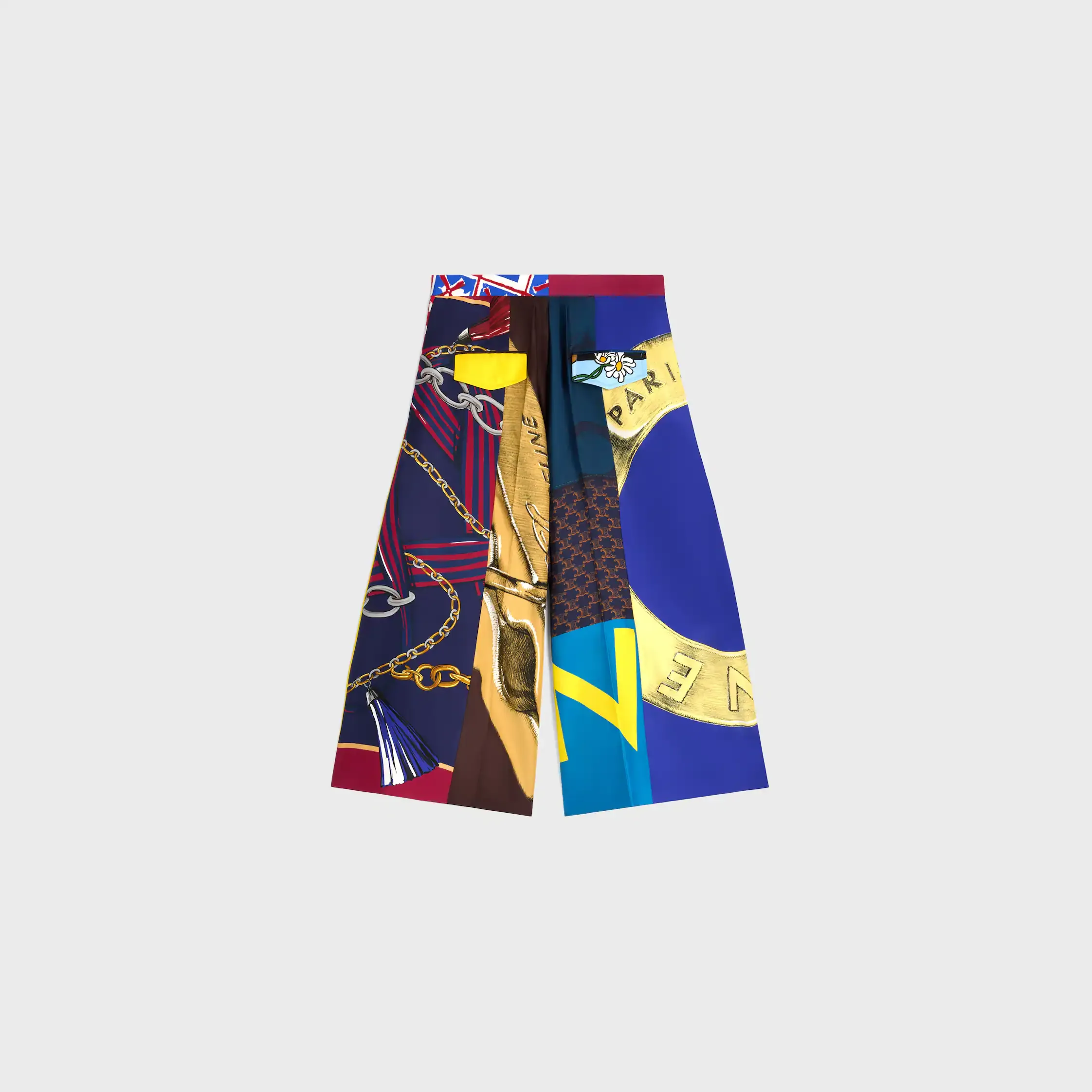 pantalon cropped en tissu de soie