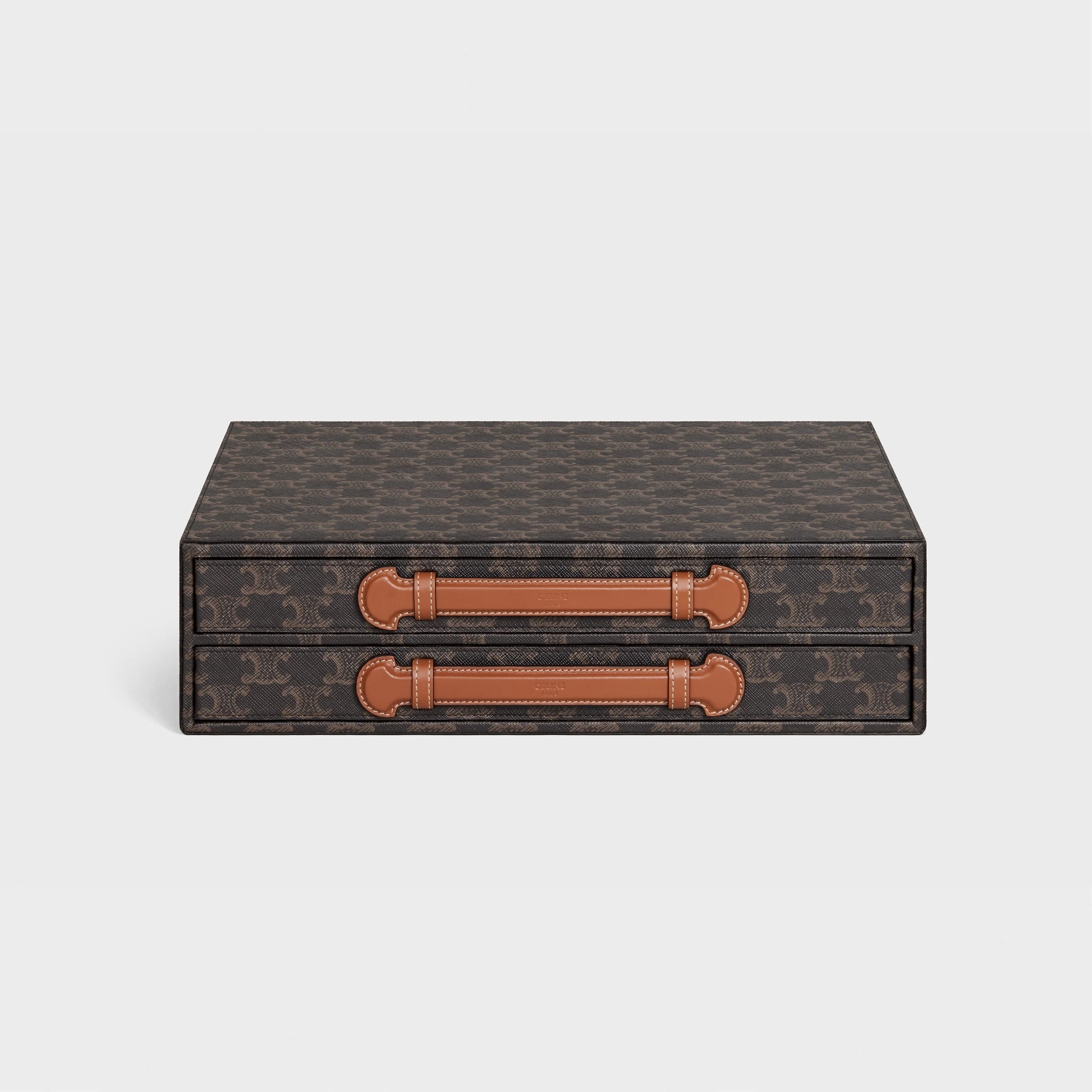 trousse de papeterie en toile Triomphe et cuir de veau