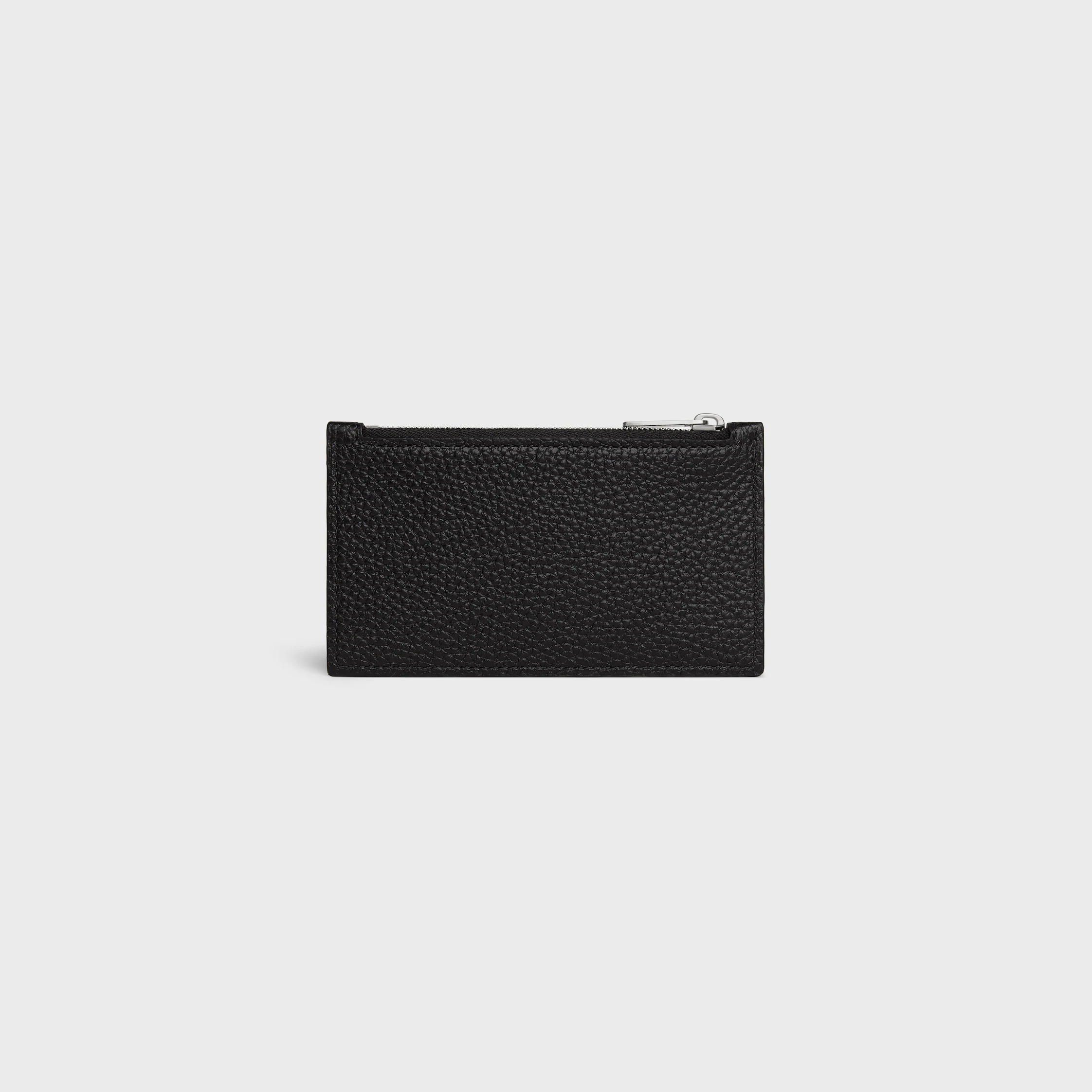 Porte-cartes compact à glissière en cuir de veau grainé