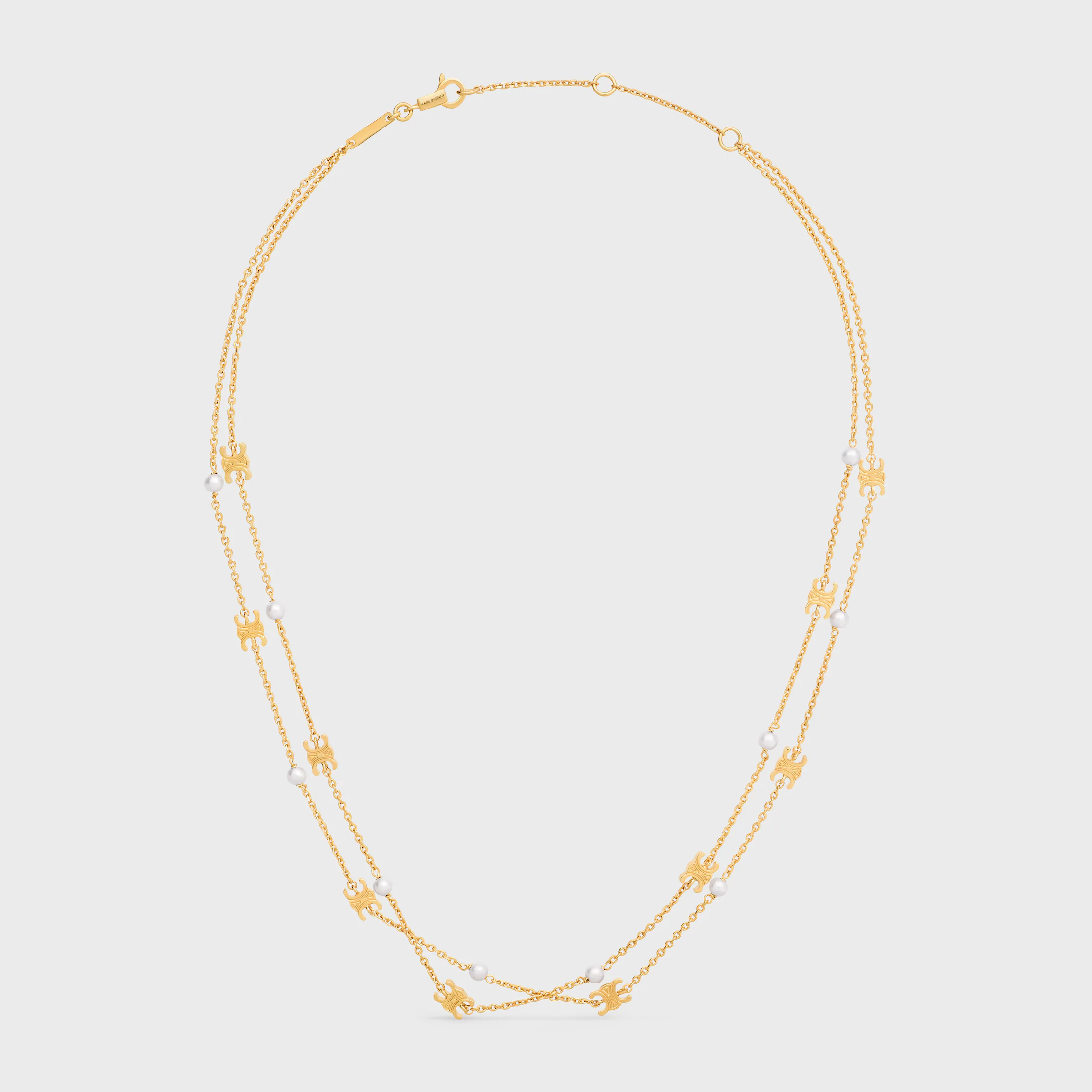 Collier Double Triomphe Pearl en laiton fini or avec perles en résine