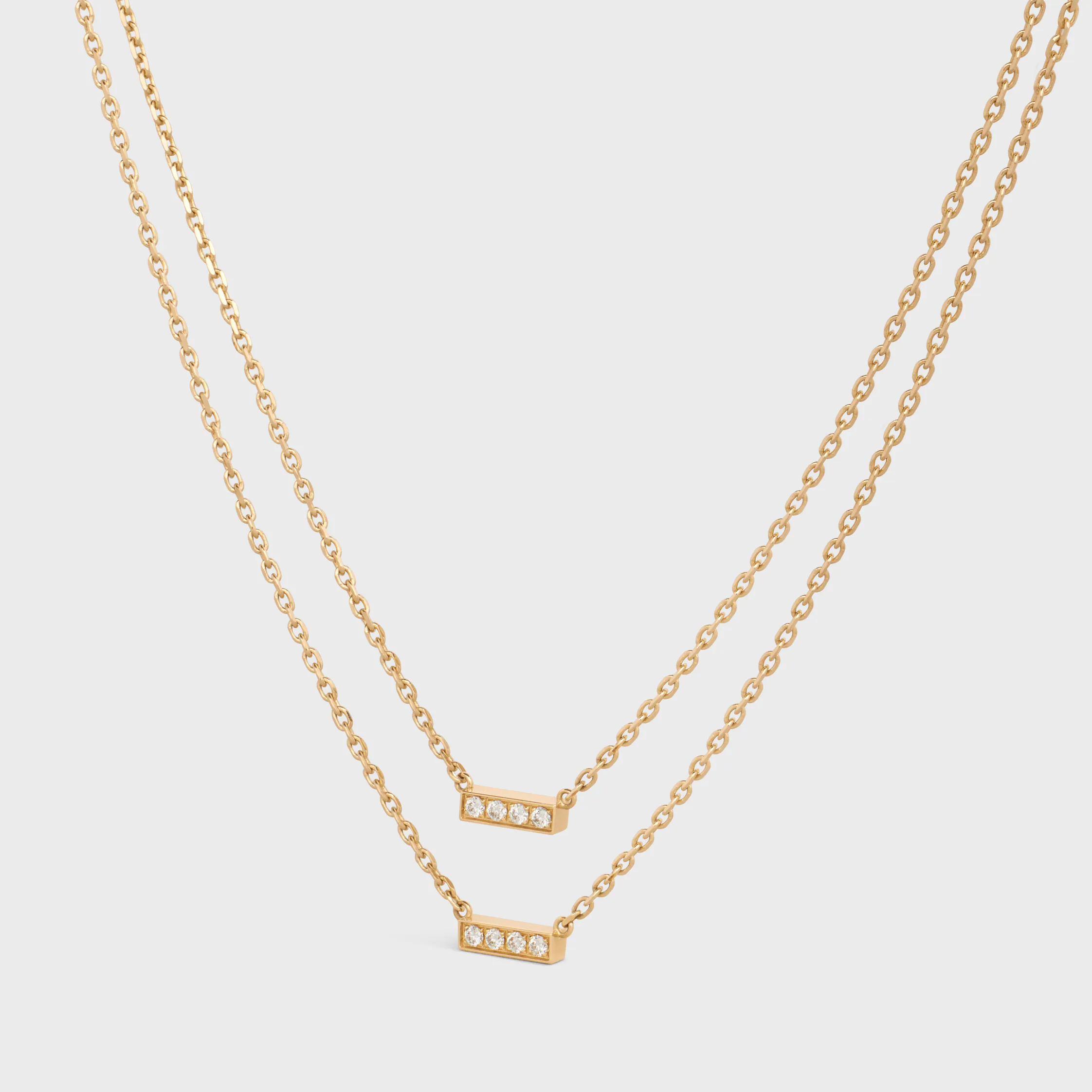 Collier double Celine Line en or jaune et diamants