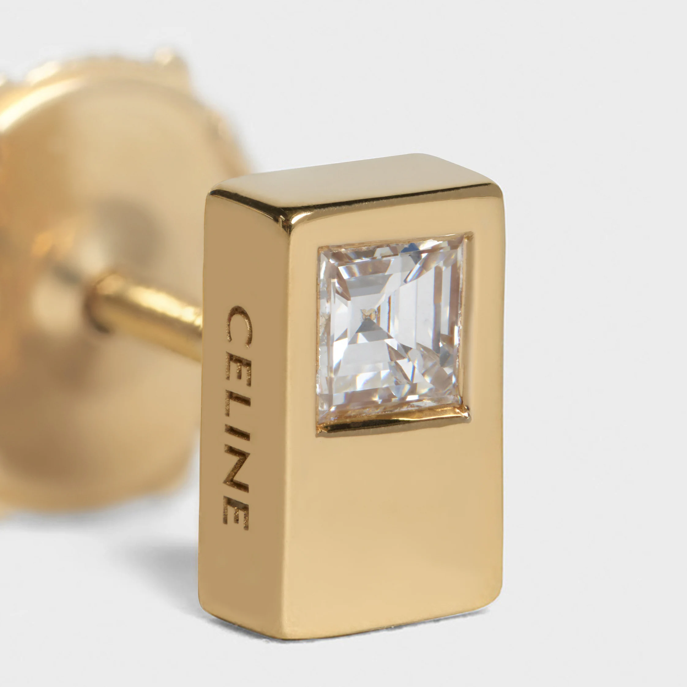 Celine Double Pendent Carré en Or Jaune et Diamant