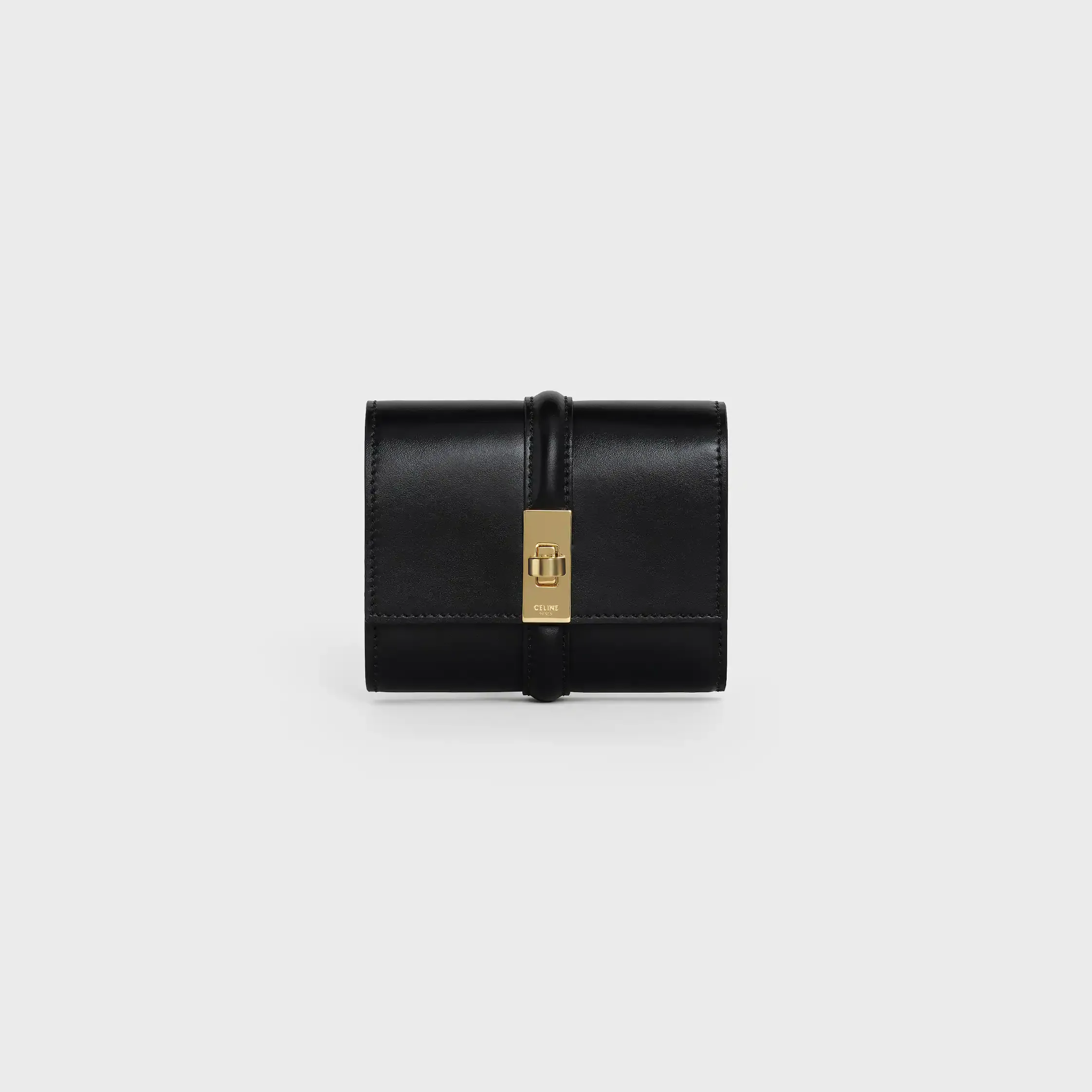 Portefeuille trifold petit 16 PO cuir de veau satiné