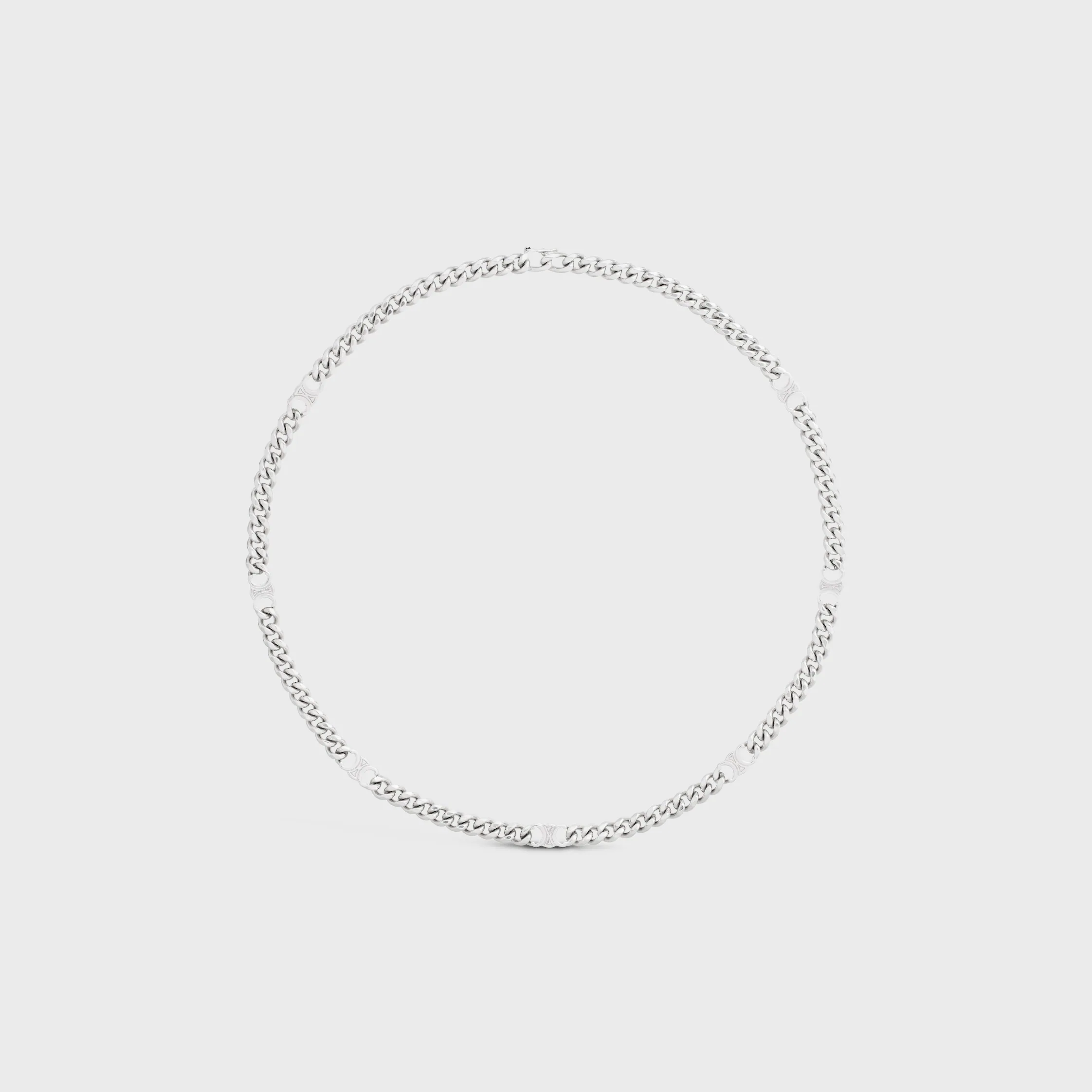 Collier Gourmette Triomphe Petite en laiton avec finition rhodiée
