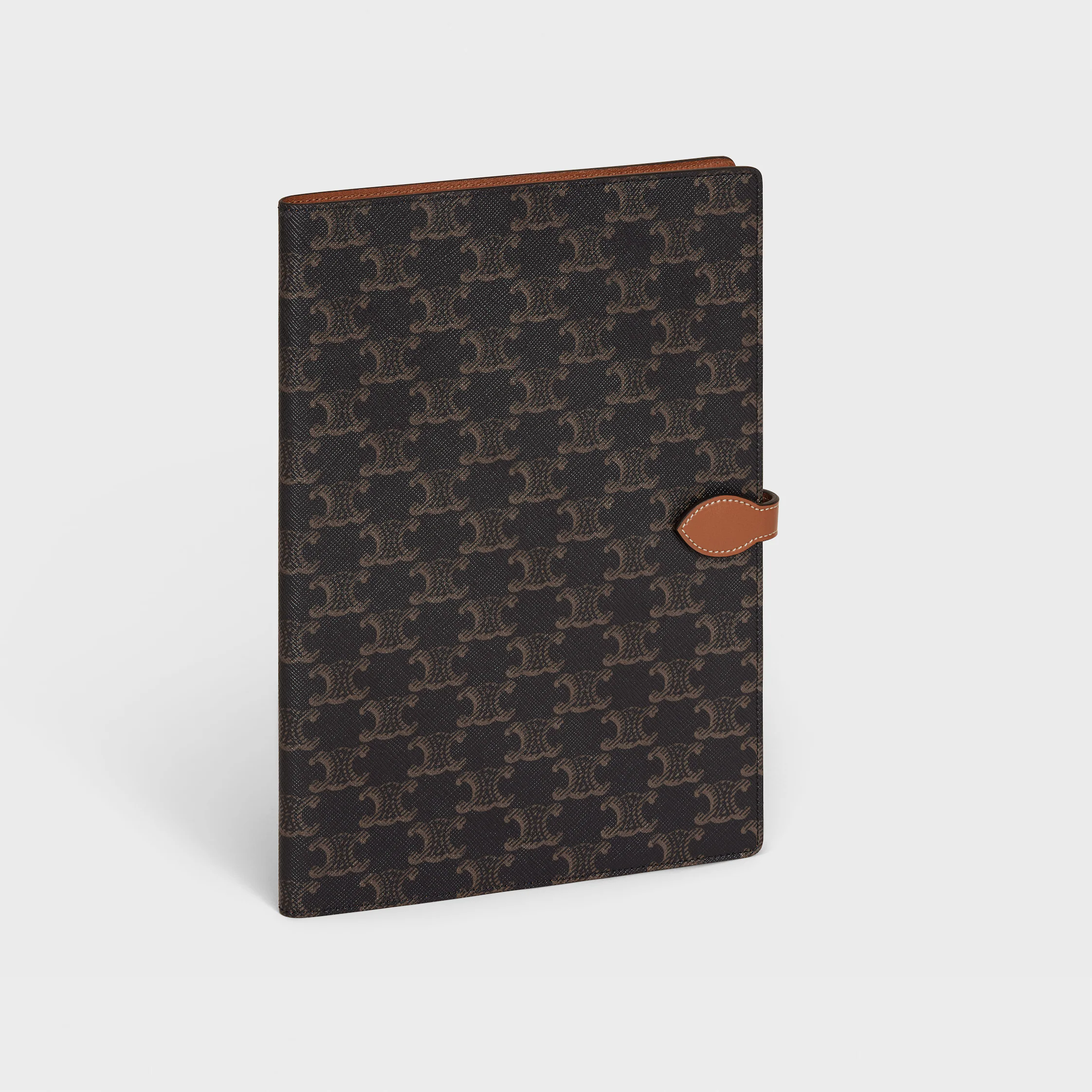 Housse de cahier grande en toile Triomphe et cuir de veau