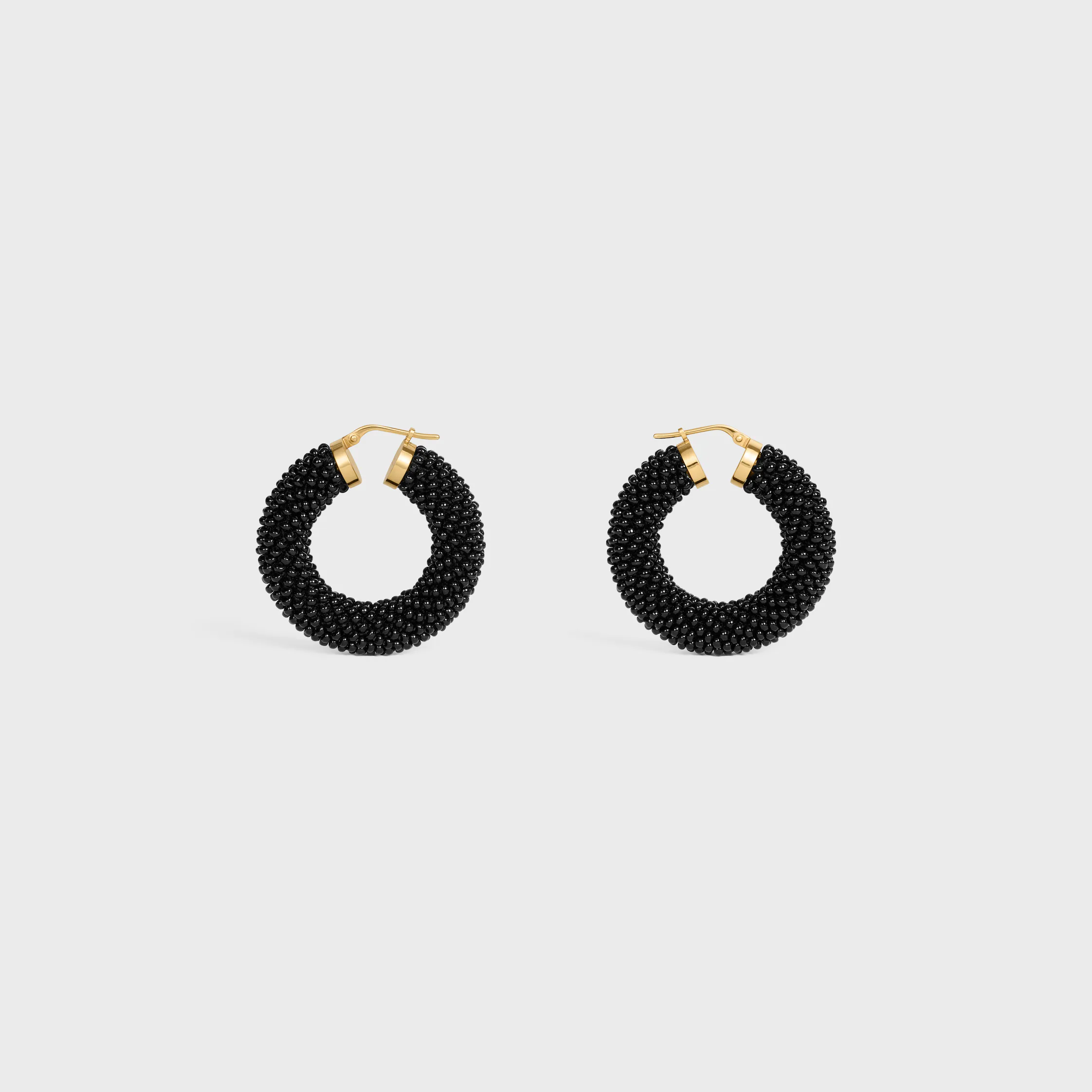 Celine Défilé Boucles d'oreilles géantes en perles de verre et laiton avec finition or