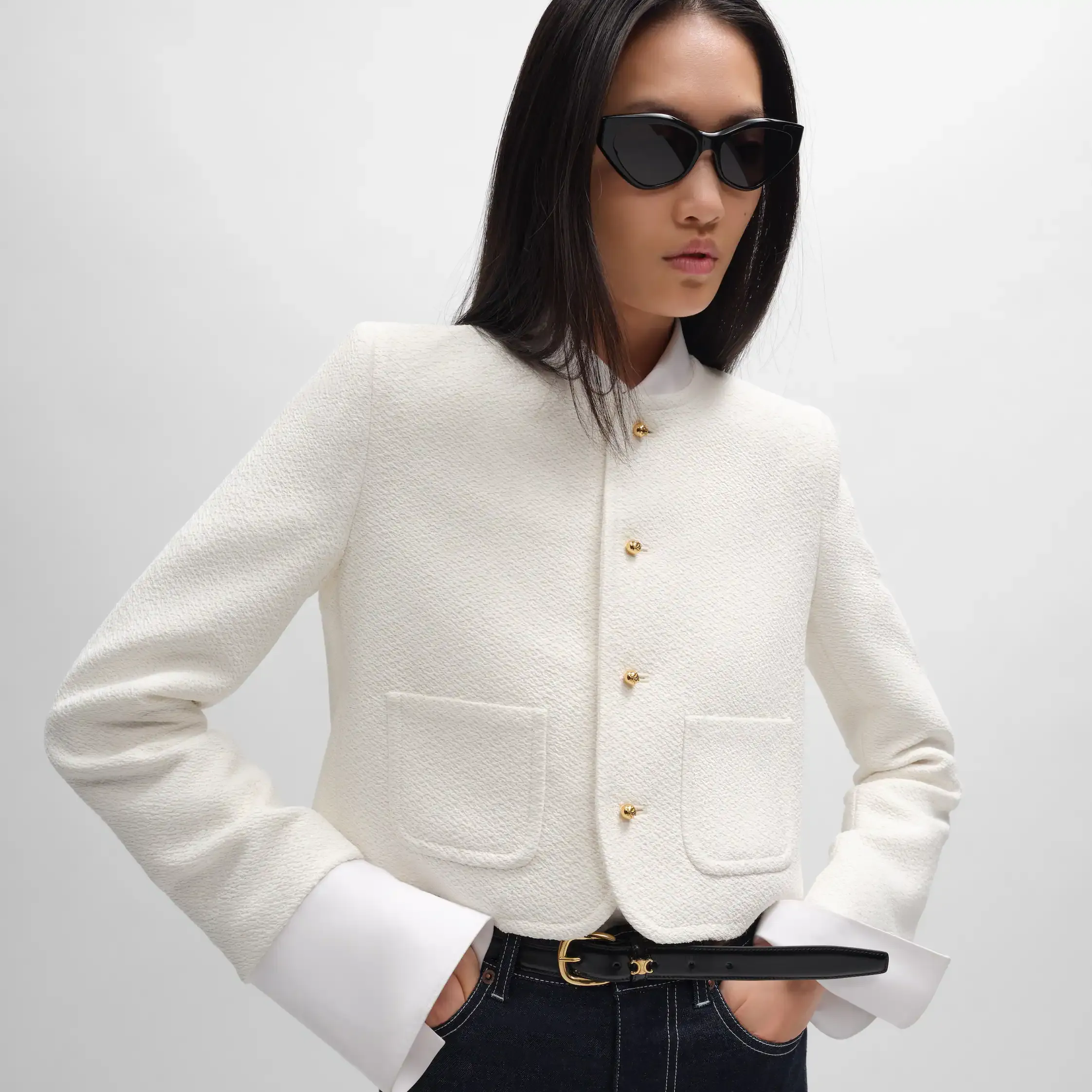manteau icône en viscose et laine nattée