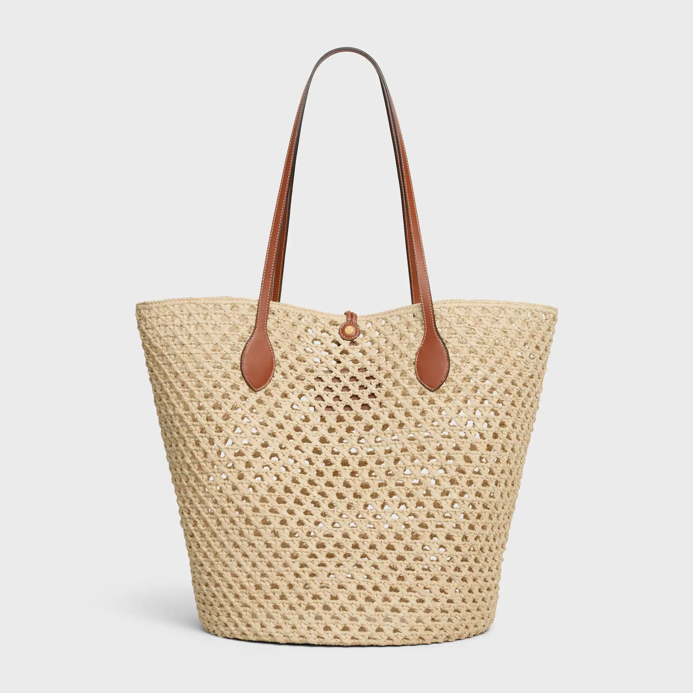 CORBEILLE TRIOMPHE BOULES PANIER EN RAPHIA ET VEAU