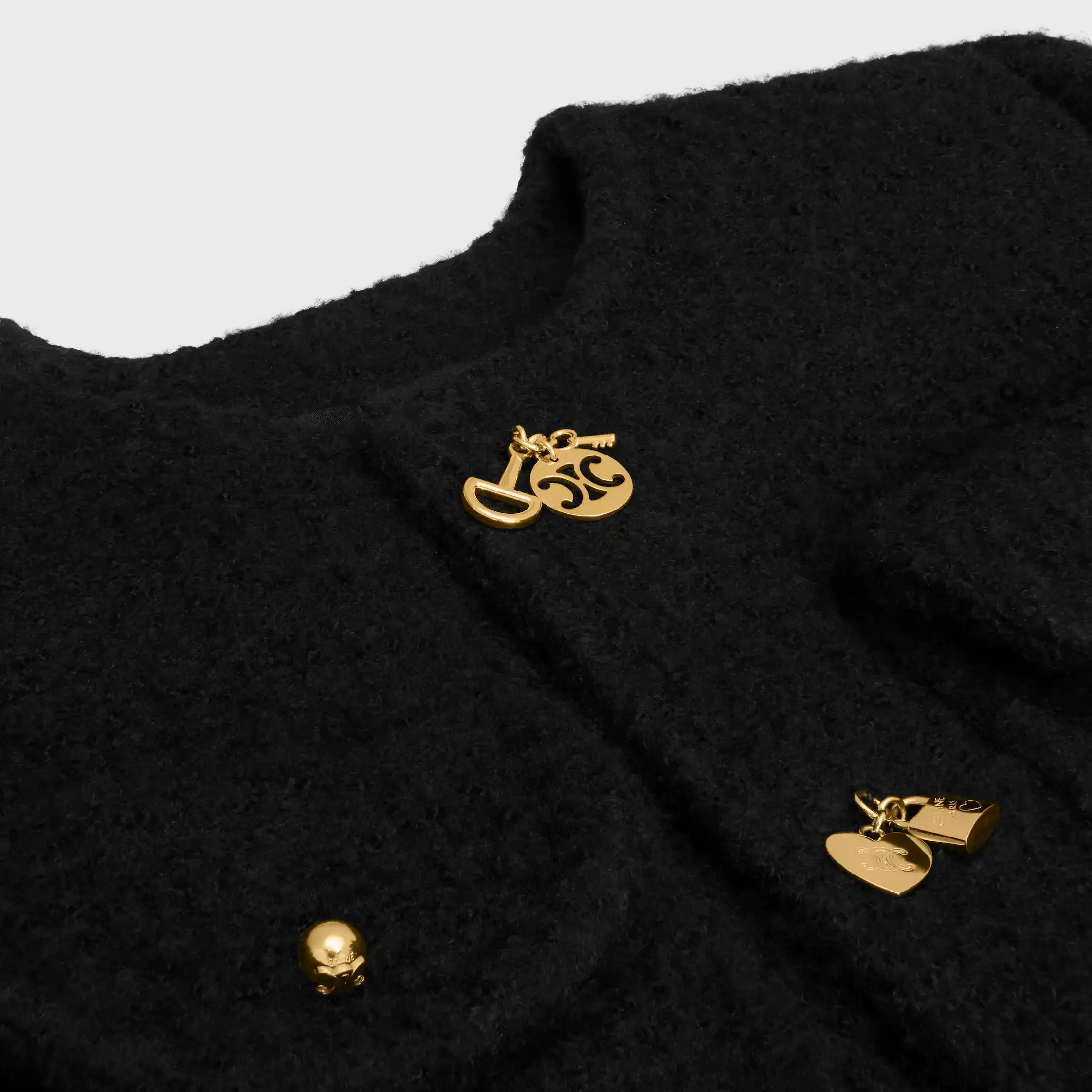 Veste à manches courtes en cachemire et laine natté