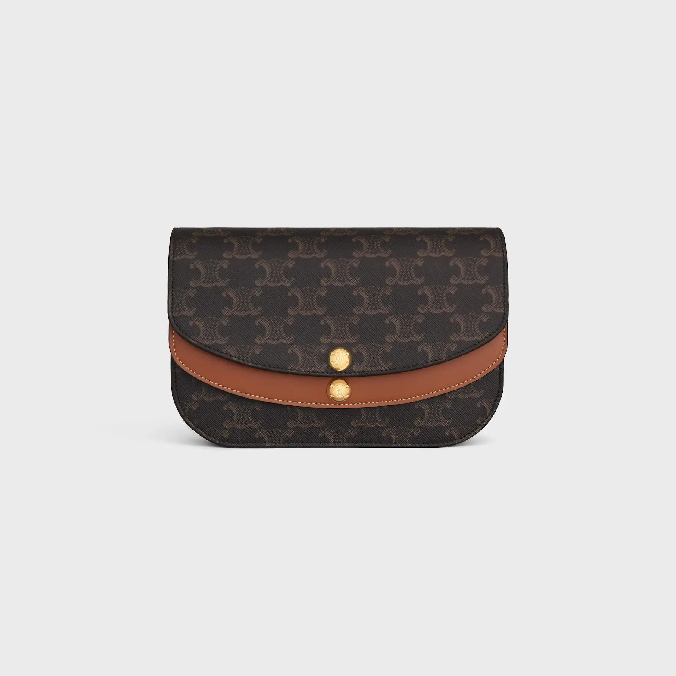 DUO WALLET ON STRAP EN CANVAS TRIOMPHE ET CUIR DE VEAU
