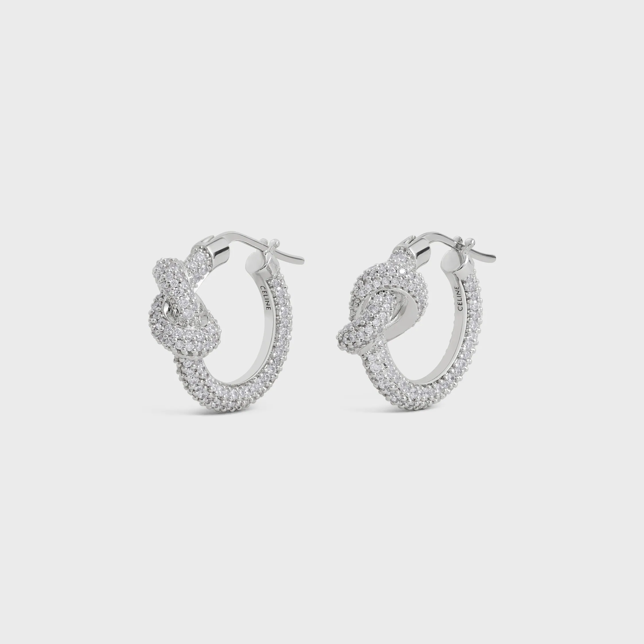 Boucles d'oreilles Knot Sparkle en strass et laiton avec finition rhodiée