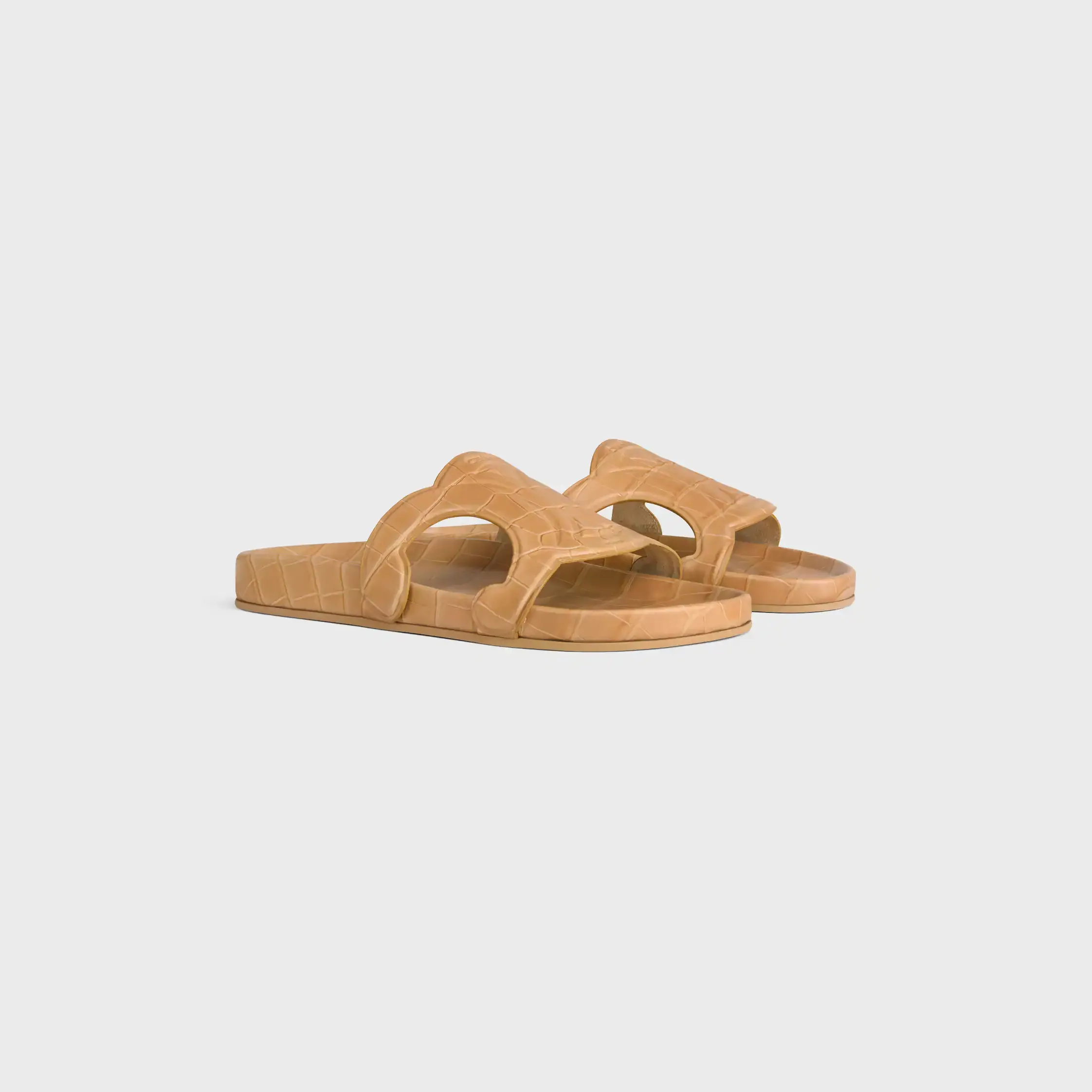 SLIP-ON TRIOMPHE EN CUIR DE VEAU GRAVÉ À SCULPTURE DE CROCODILE