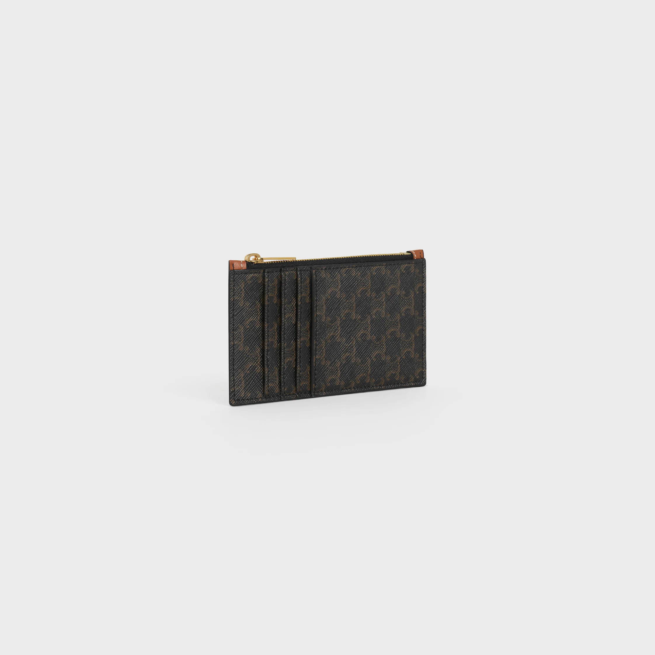 Porte-cartes compact zippé IN Triomphe Canvas et veau