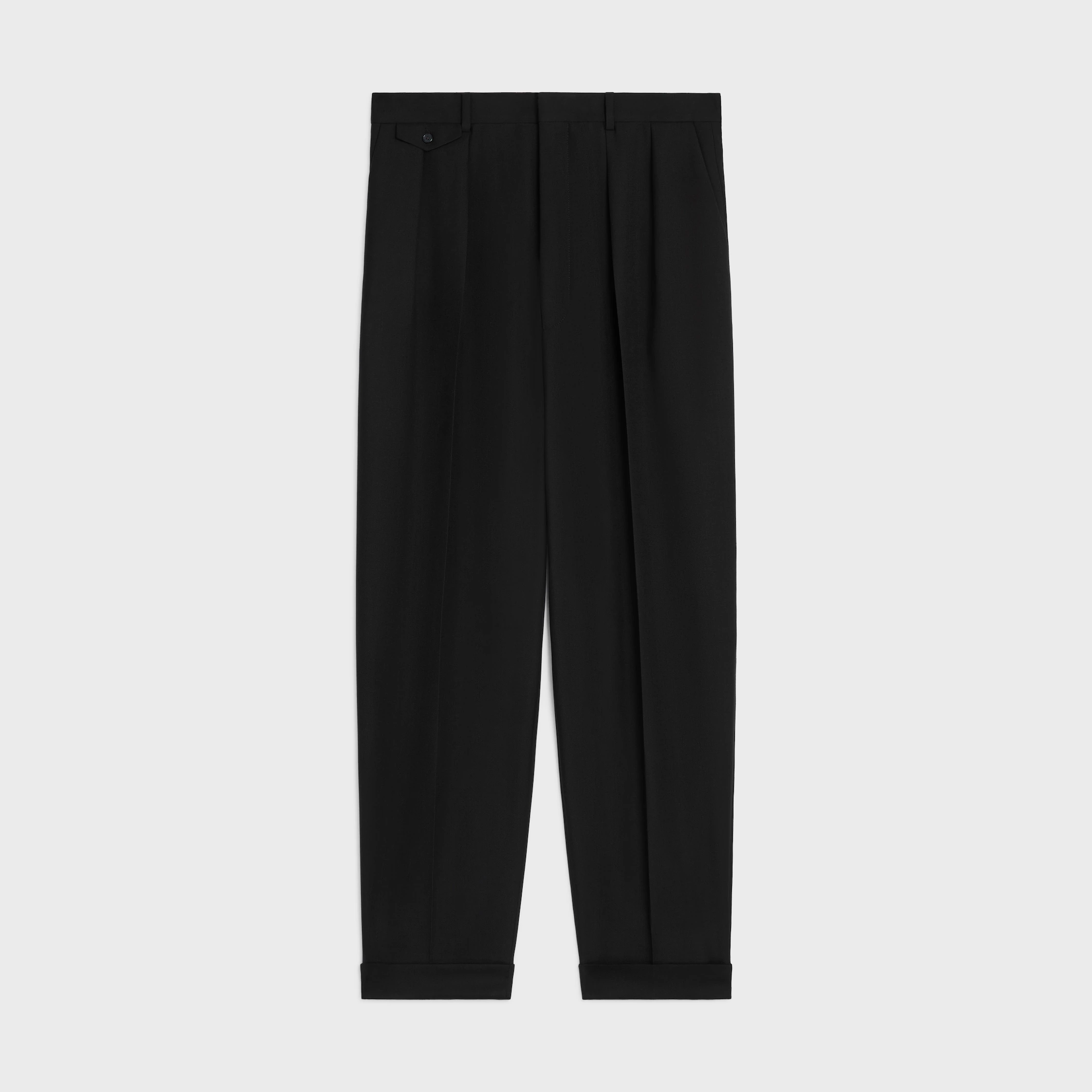 pantalon à pinces en gabardine de laine