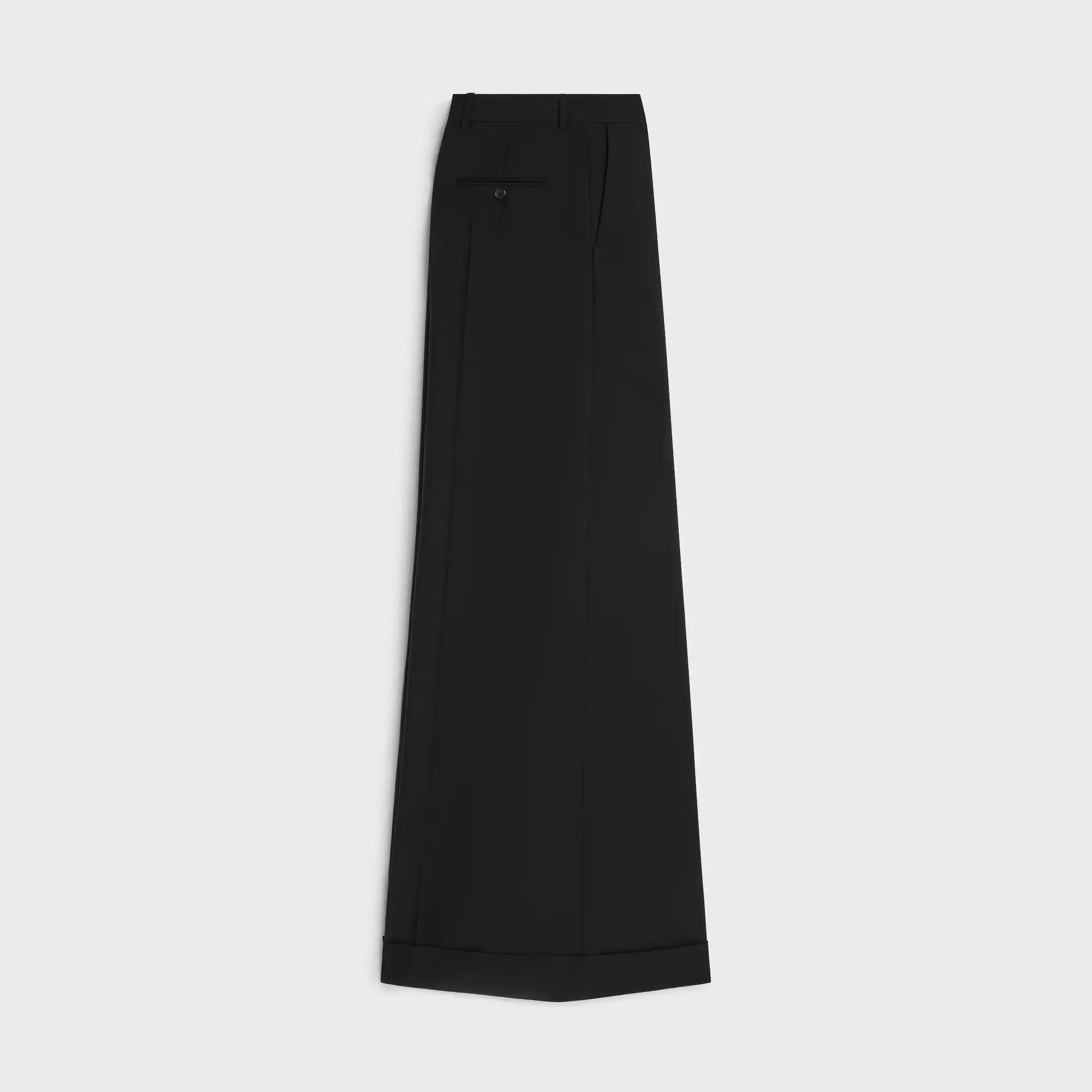 Pantalon long à pinces en gabardine de laine