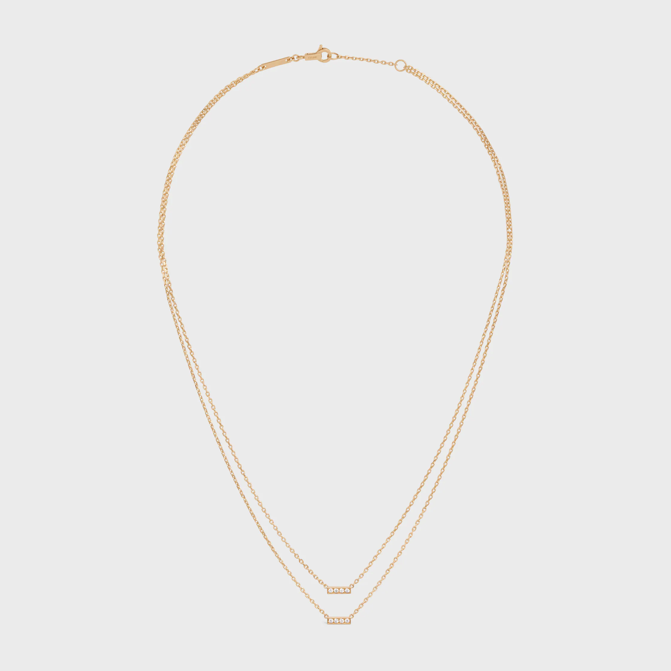 Collier double Celine Line en or jaune et diamants