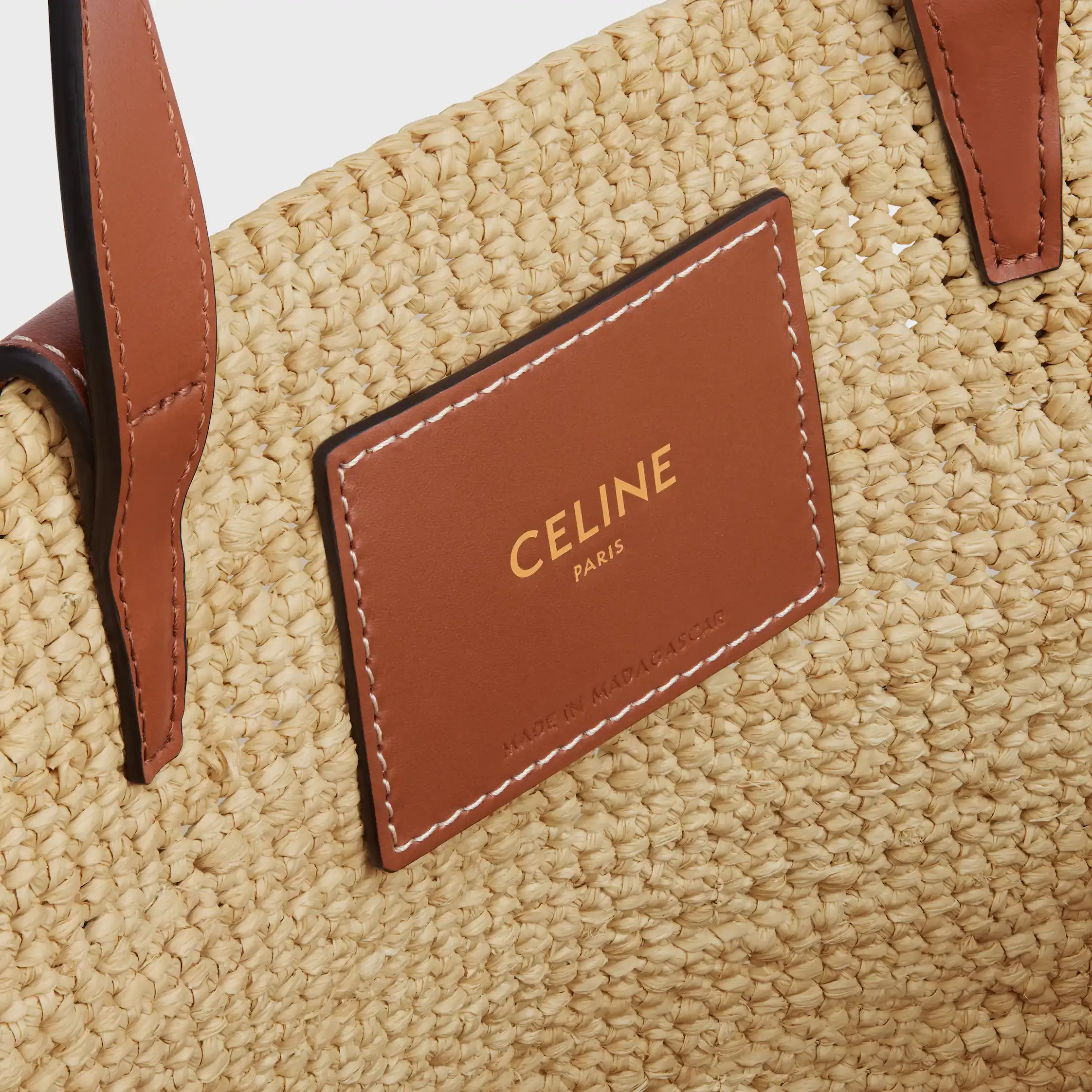 TEEN SUPPLE CELINE CLASSIC PANIER EN RAPHIA ET CUIR DE VEAU
