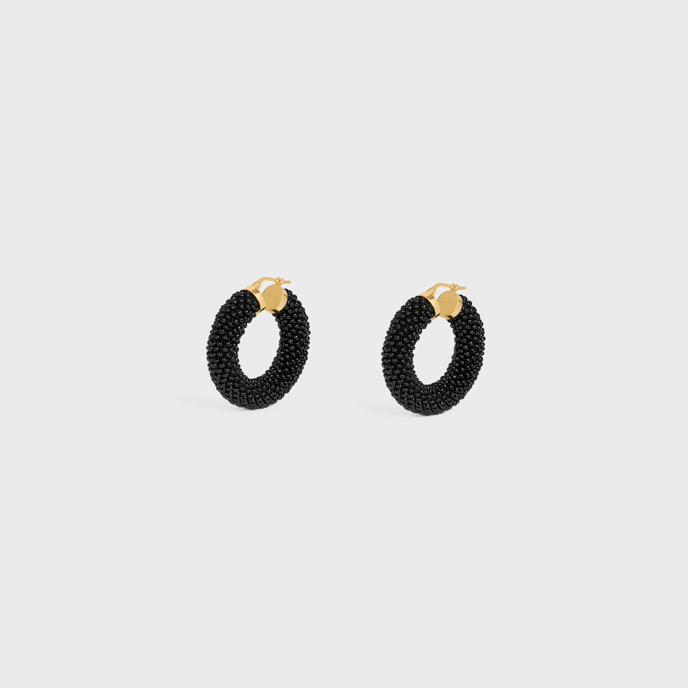 Celine Défilé Boucles d'oreilles géantes en perles de verre et laiton avec finition or