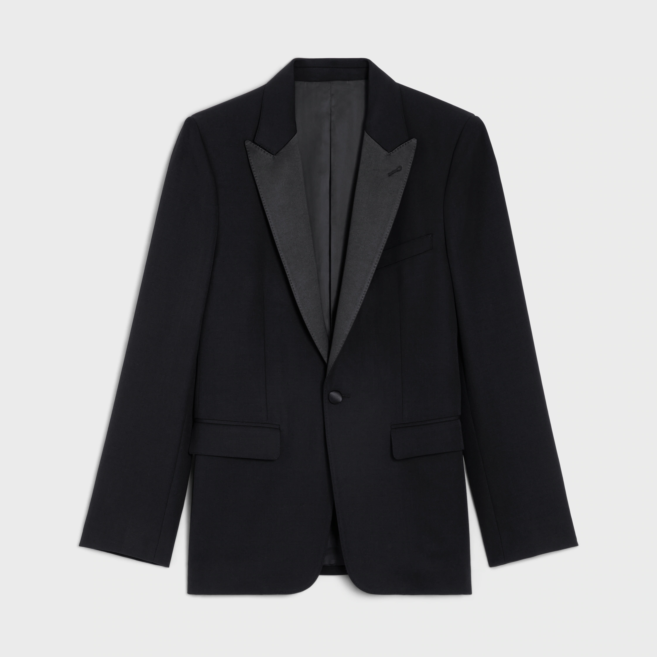 veste de smoking classique en laine grain de poudre