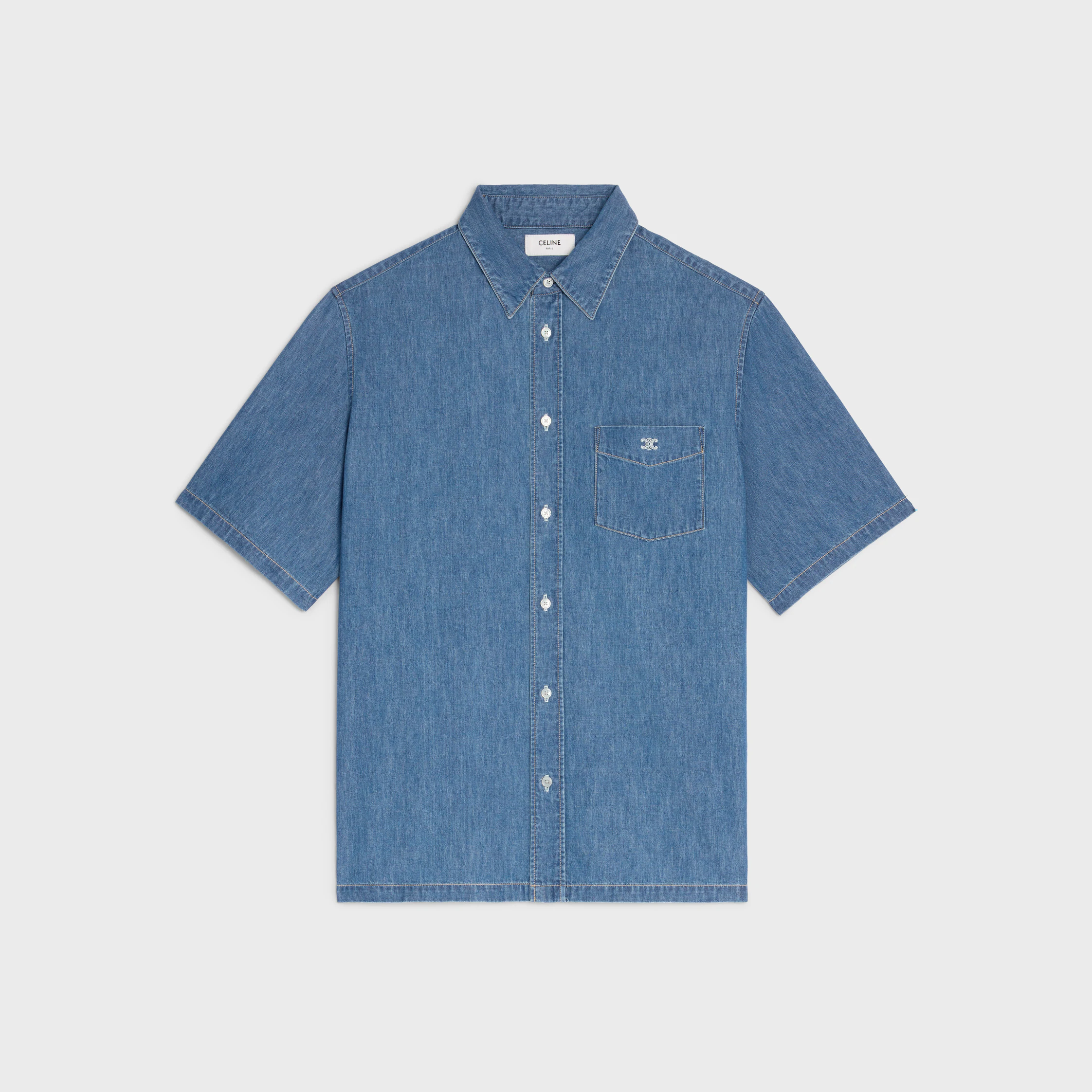 chemise à manches courtes en denim de coton