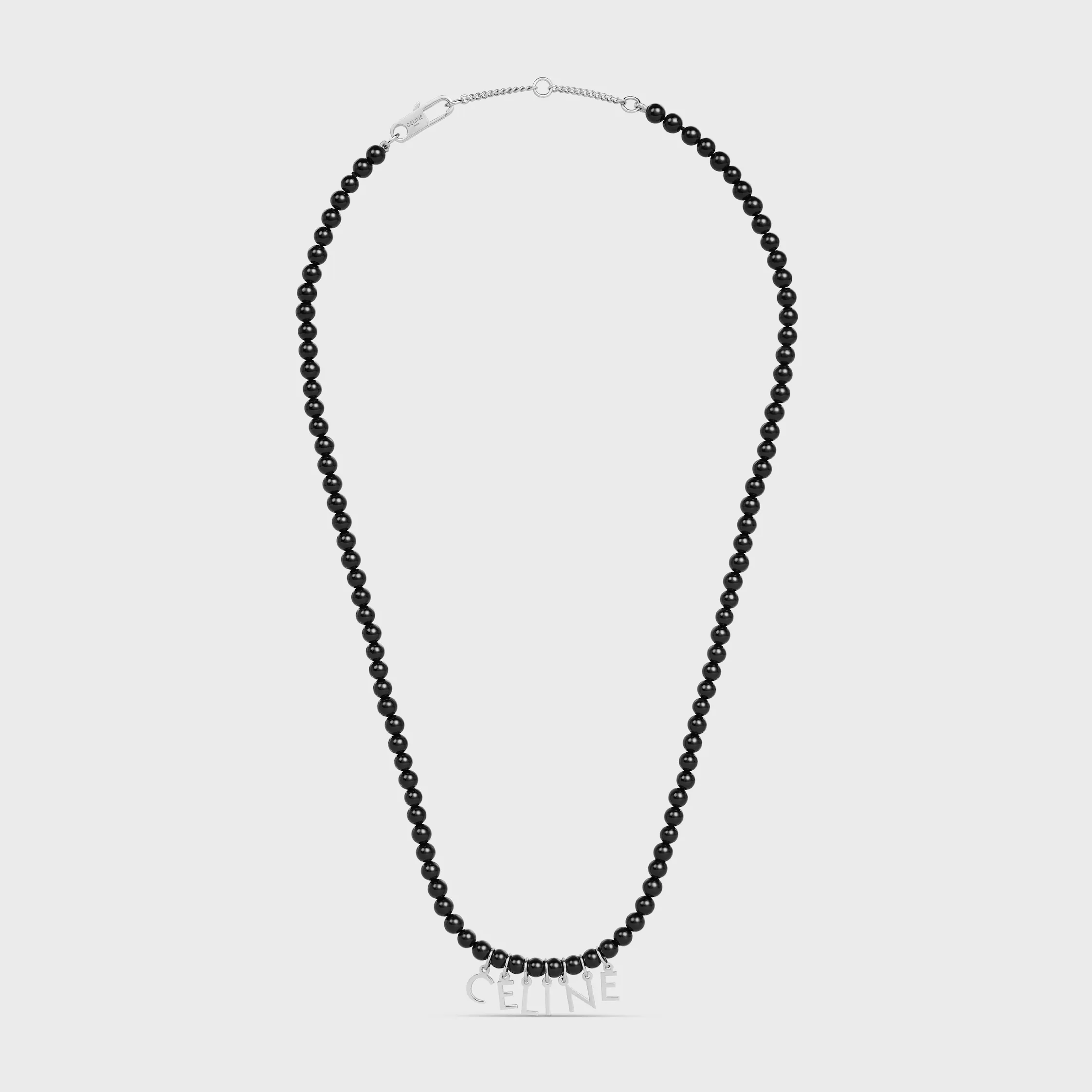 Collier Celine Monochroms avec Perles en Onyx et laiton fini rhodié