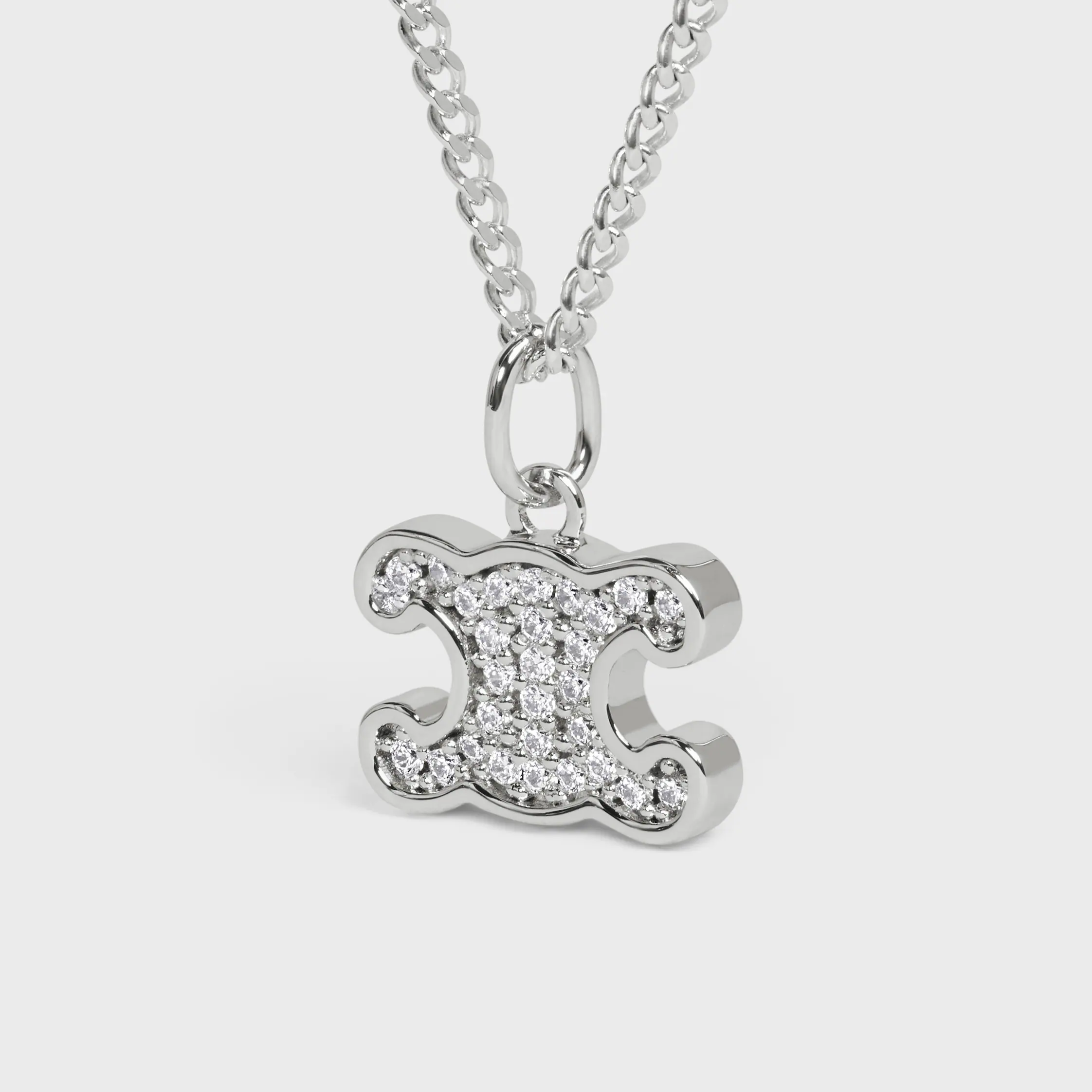 Collier Triomphe en laiton avec finition rhodiée et cristaux