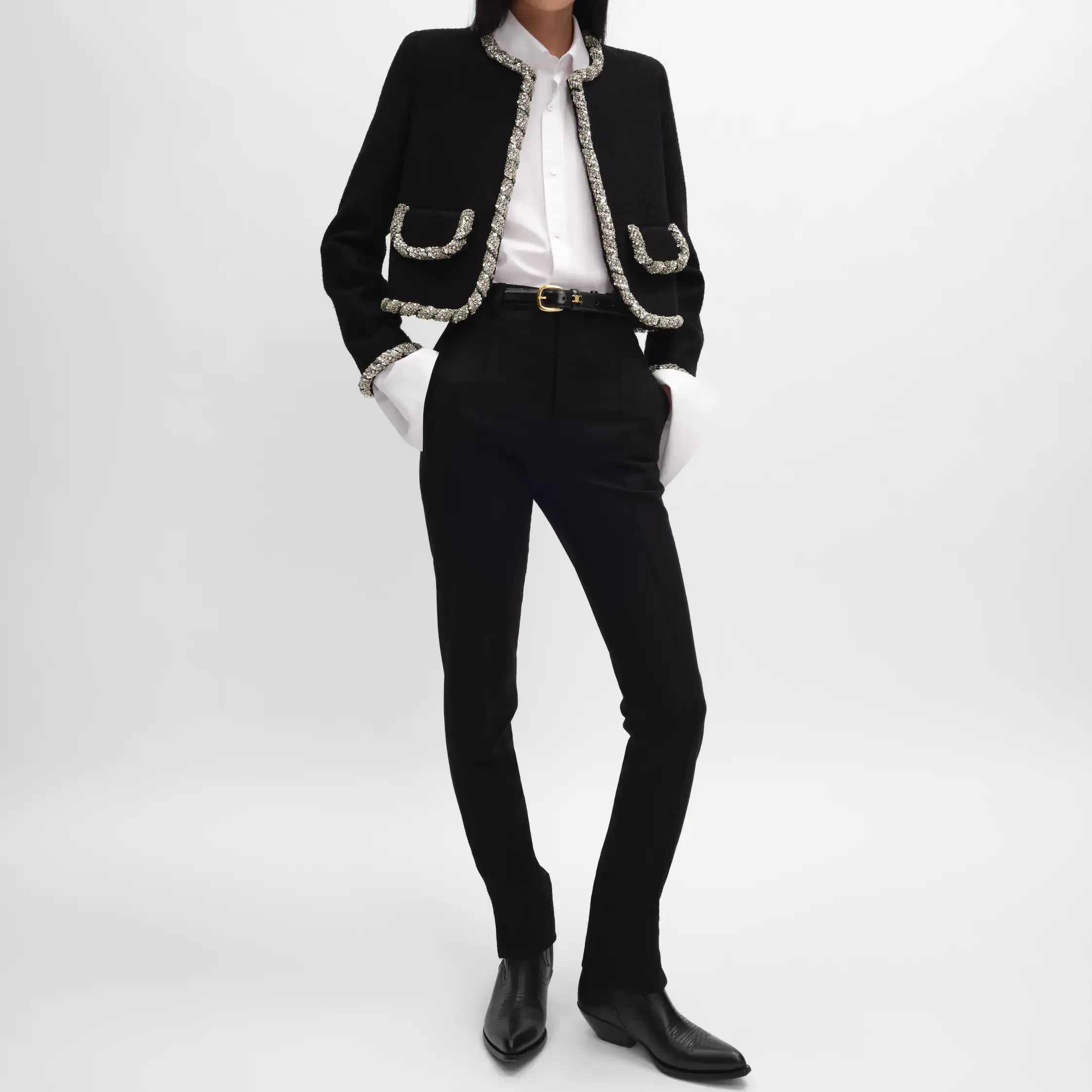 manteau brodé ICONE en laine natté
