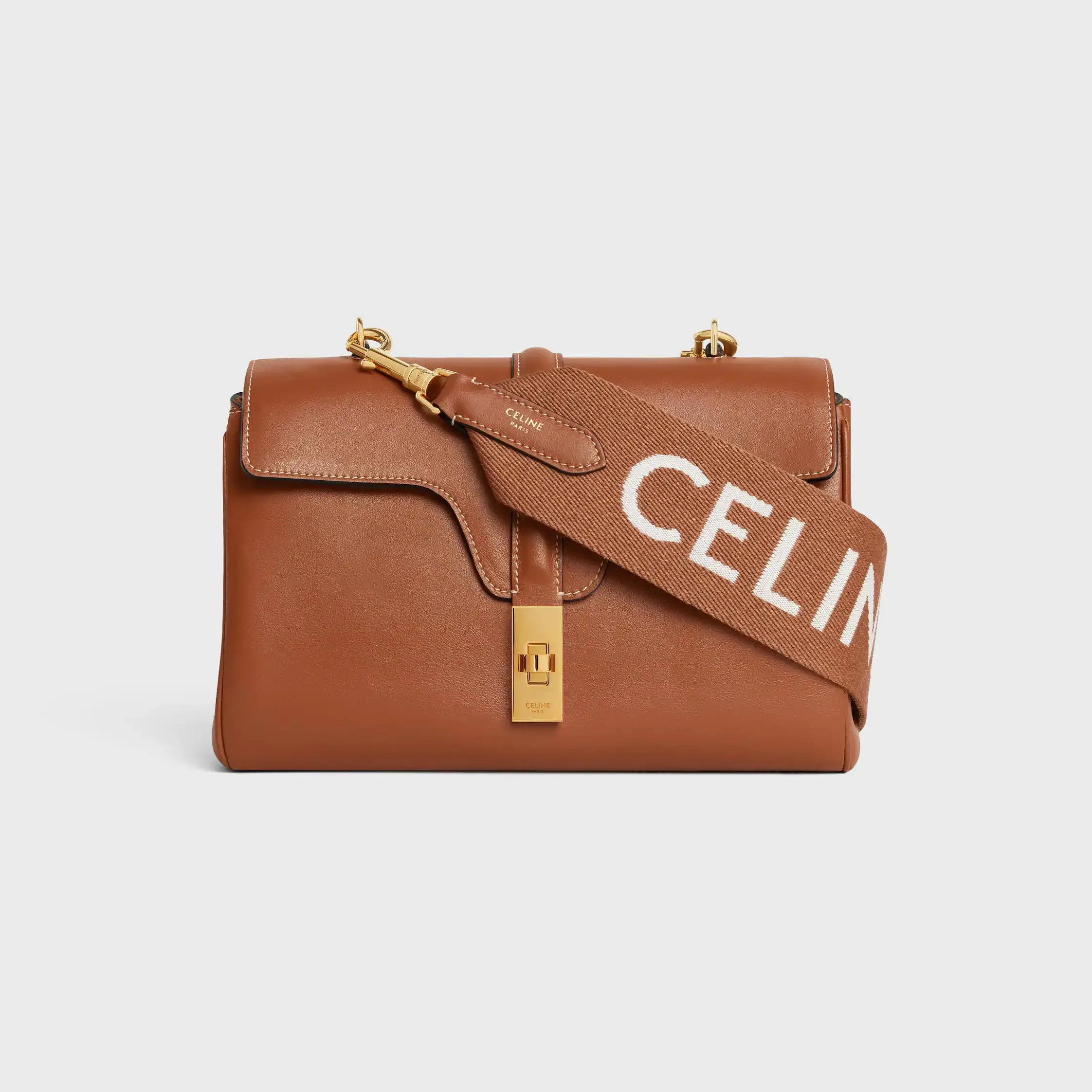 Longue bandoulière en laine avec jacquard Celine avec finition or
