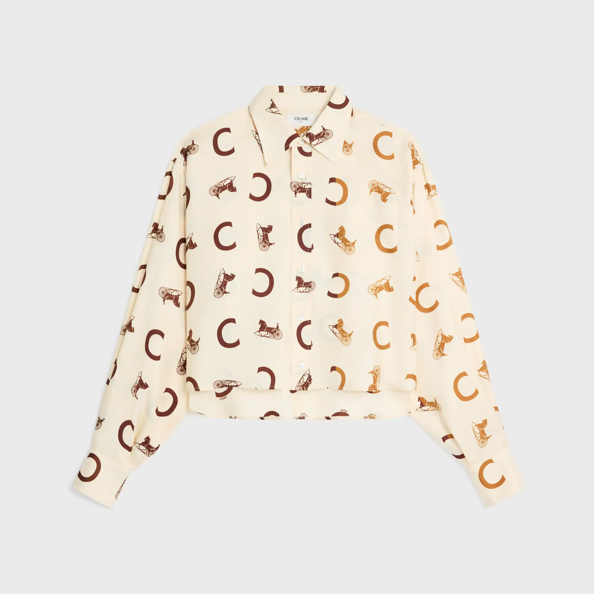 chemise courte en tissu de soie twill