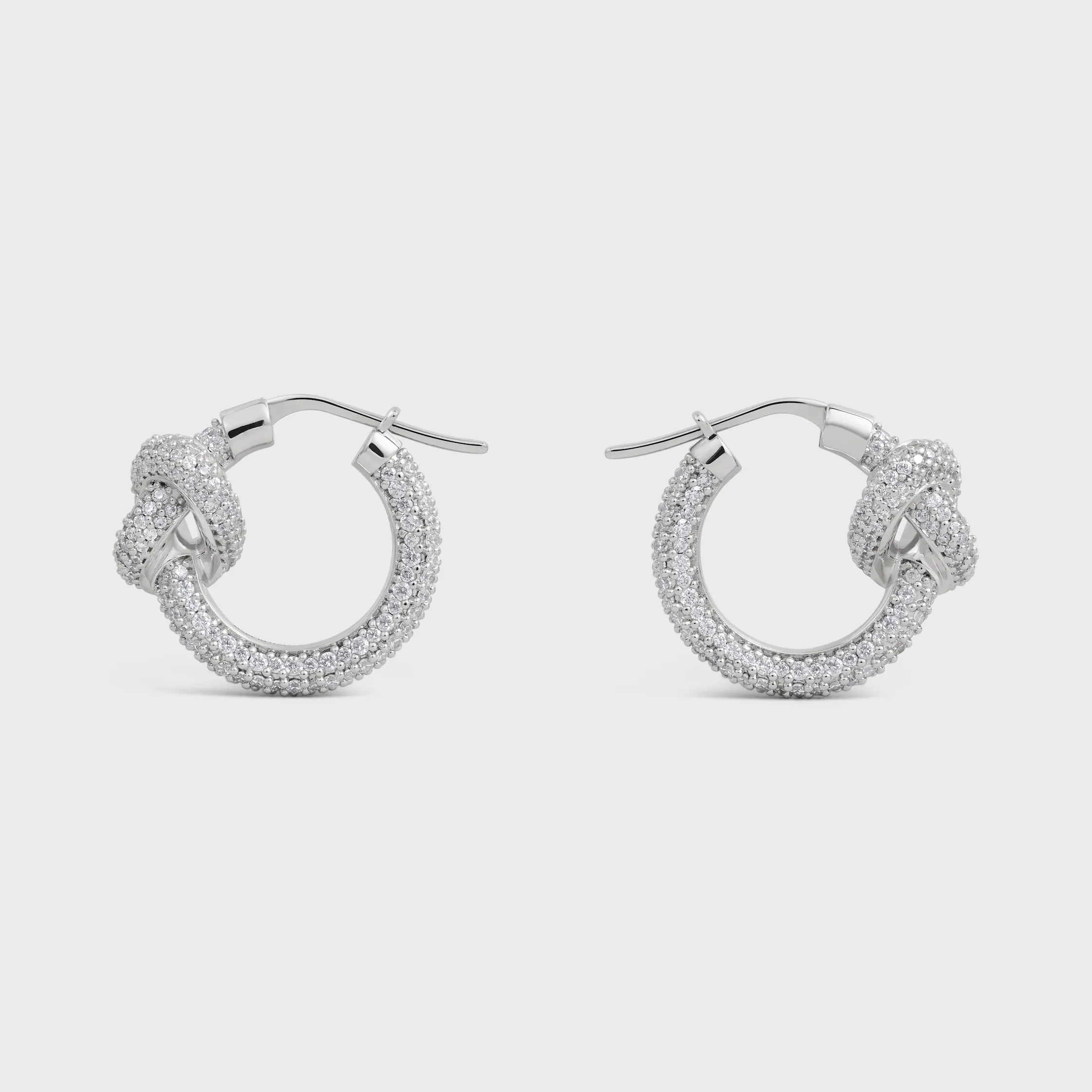 Boucles d'oreilles Knot Sparkle en strass et laiton avec finition rhodiée