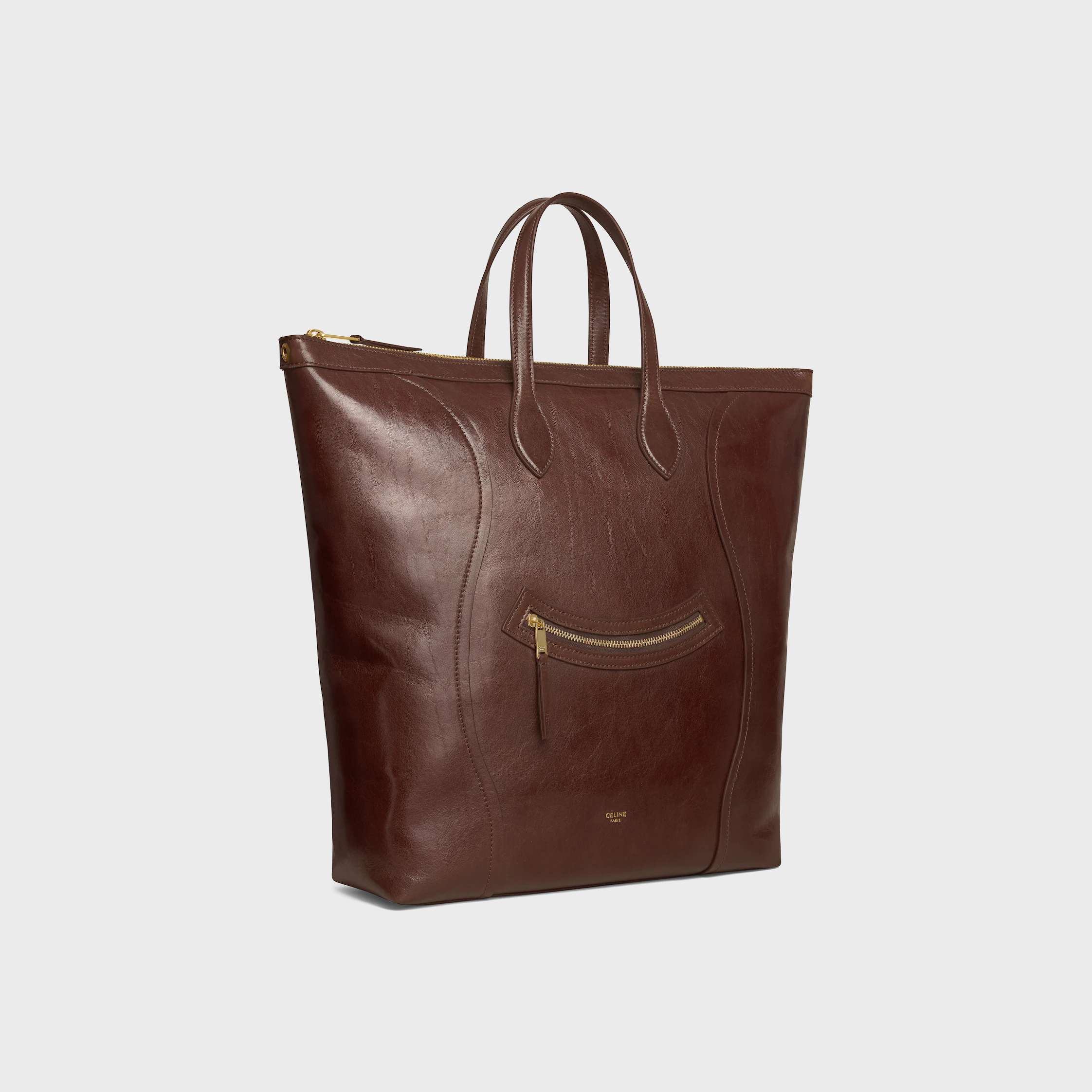 SAC À MAIN VERTICAL EN CUIR DE VEAU BRILLANT