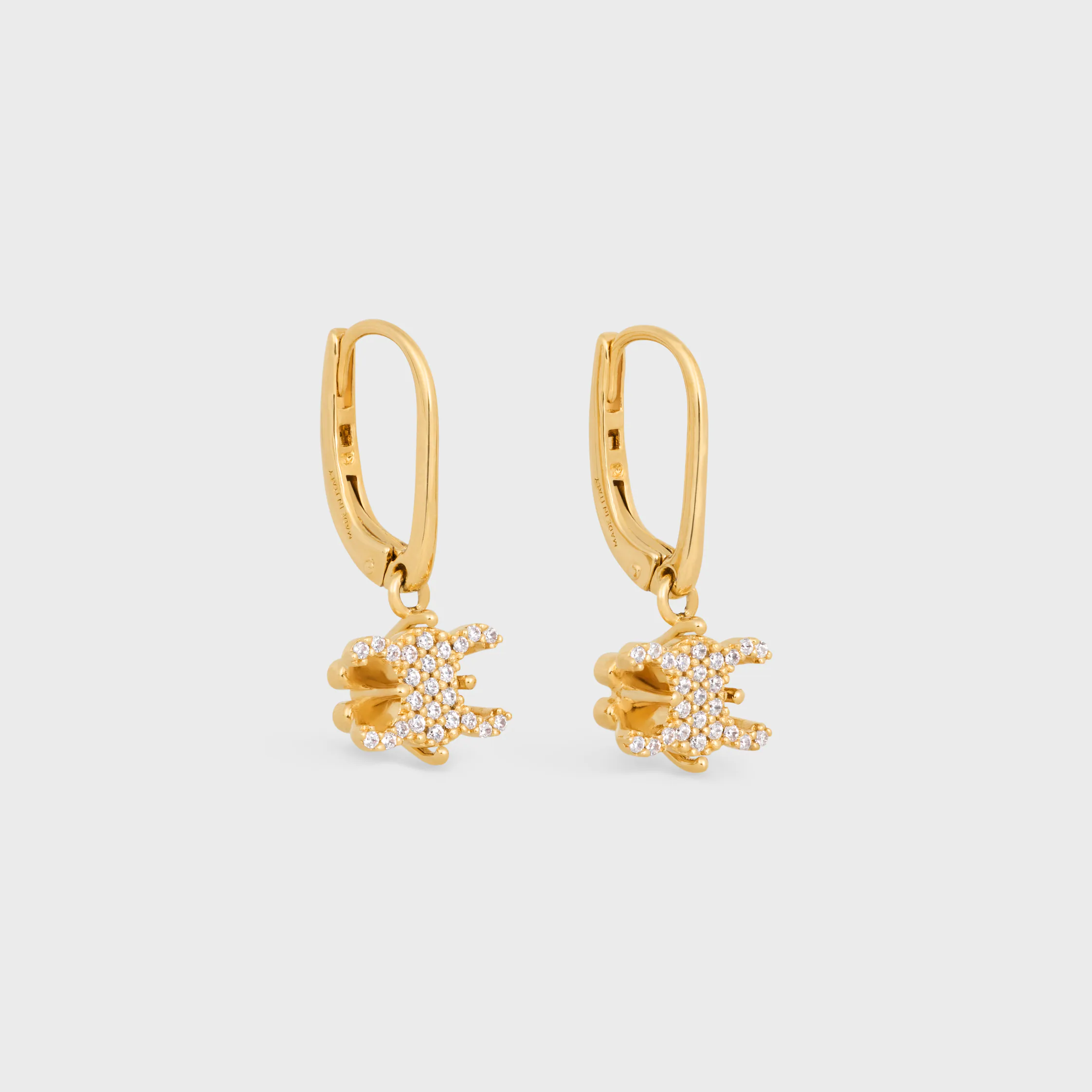 Boucles d'oreilles Triomphe Solitaire Sparkle en strass et laiton avec finition or