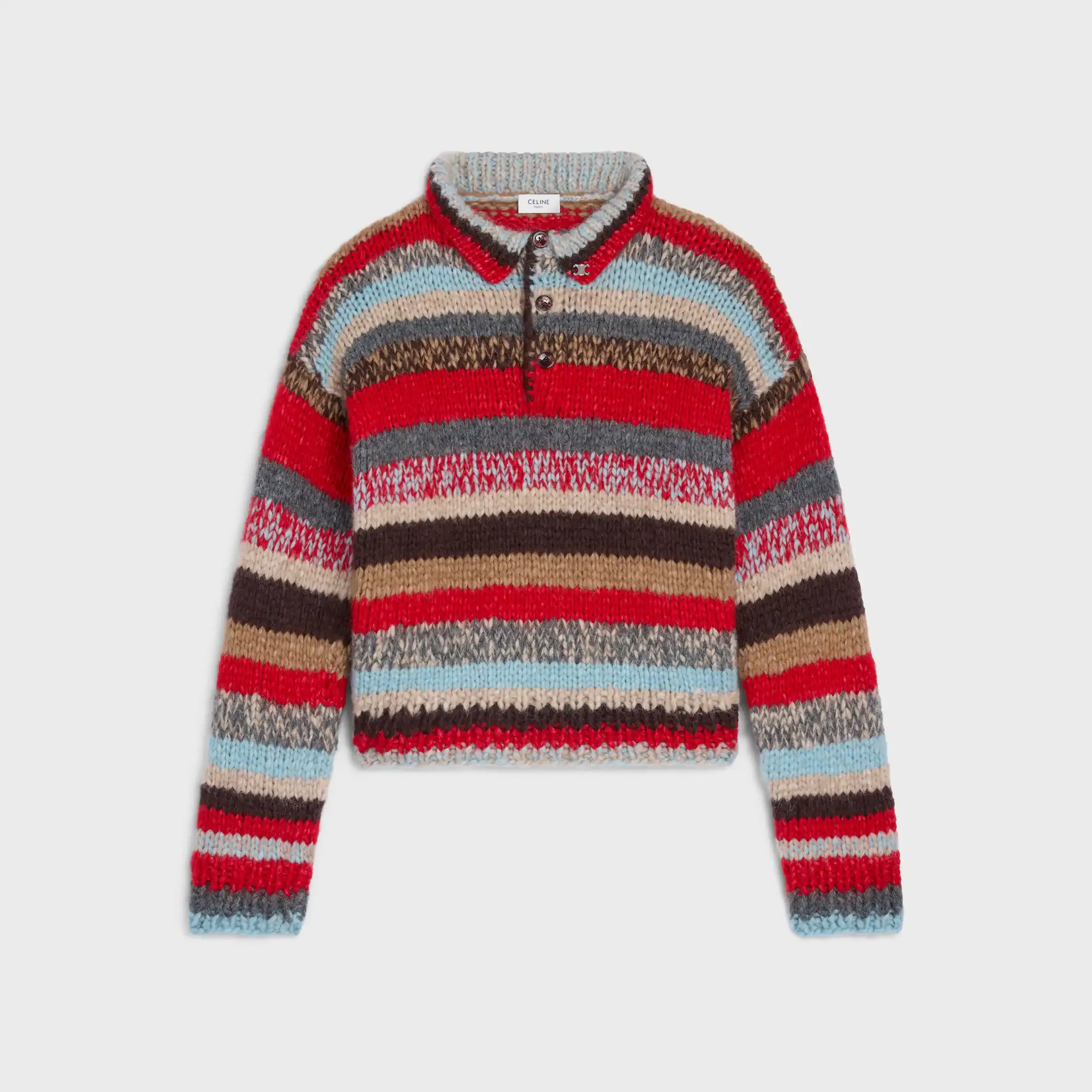 pull-over polo en alpaga et laine