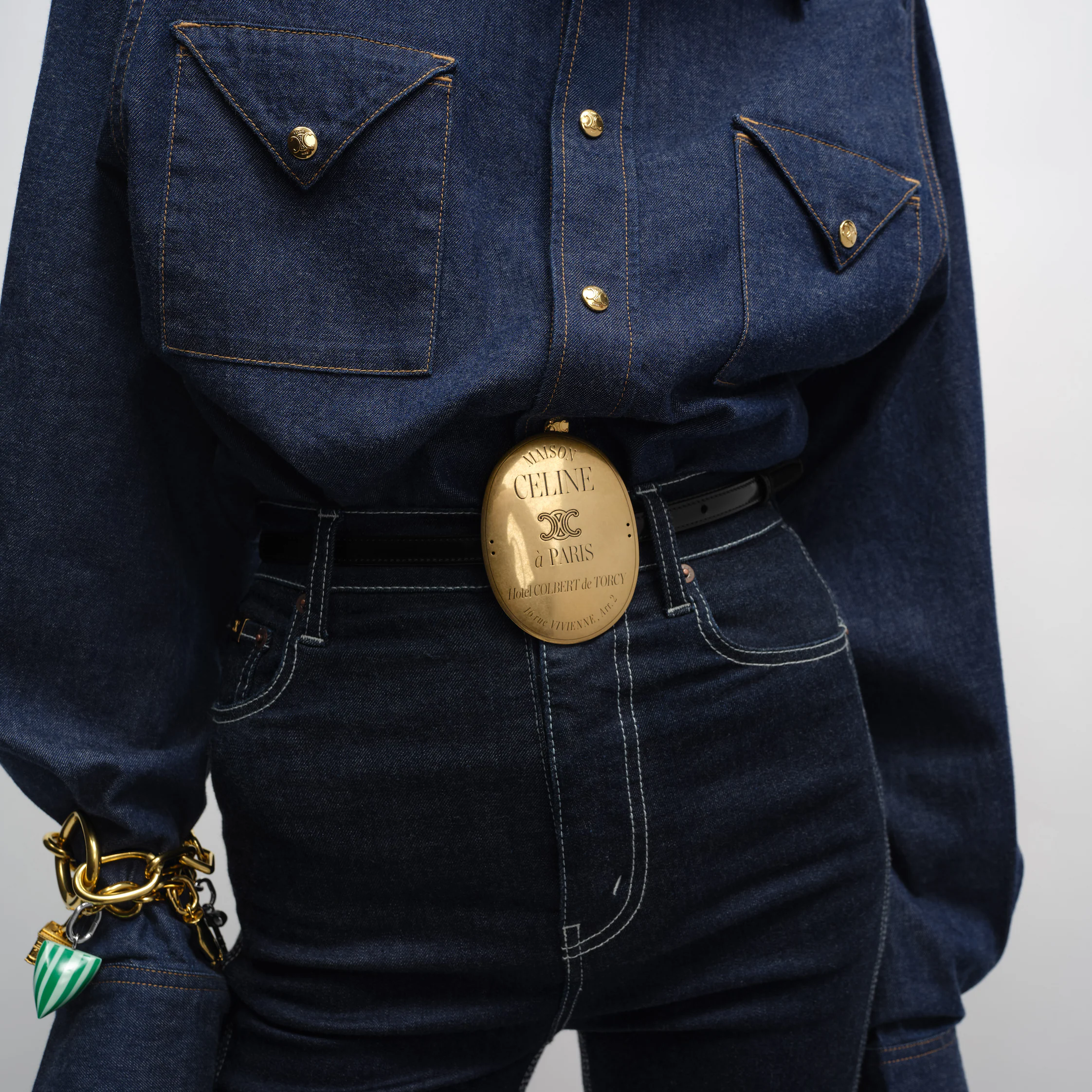 CEINTURE MAISON CELINE 13 MM EN CUIR TAURILLON