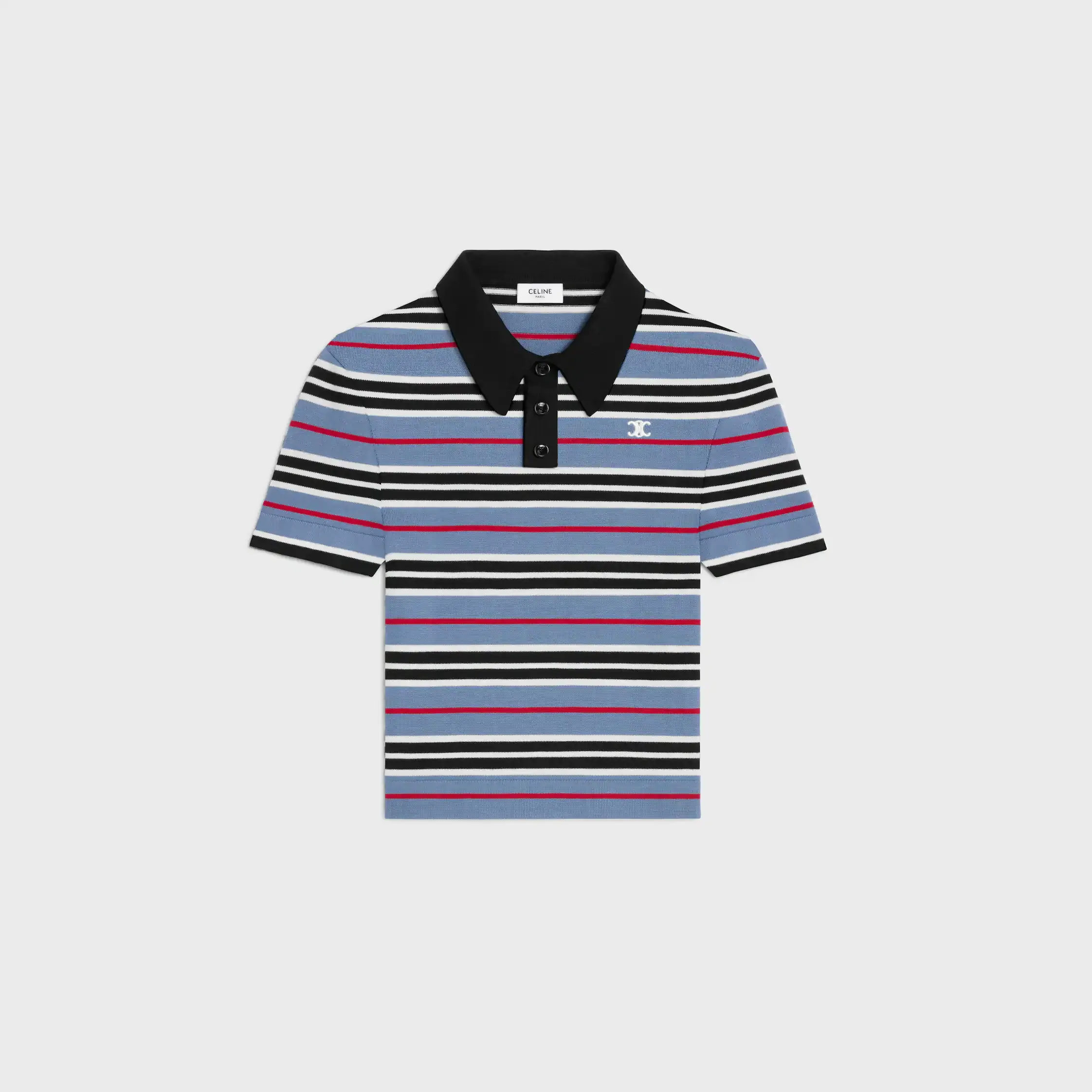 polo cropped en coton rayé