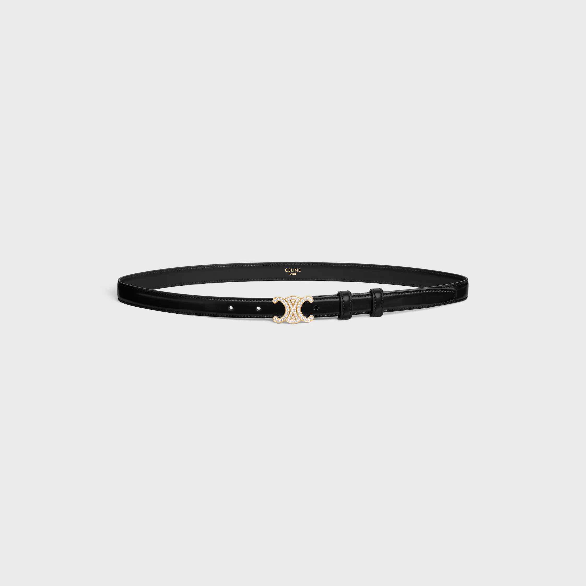 Ceinture triomphe petite 18 mm avec strass en cuir taurillon