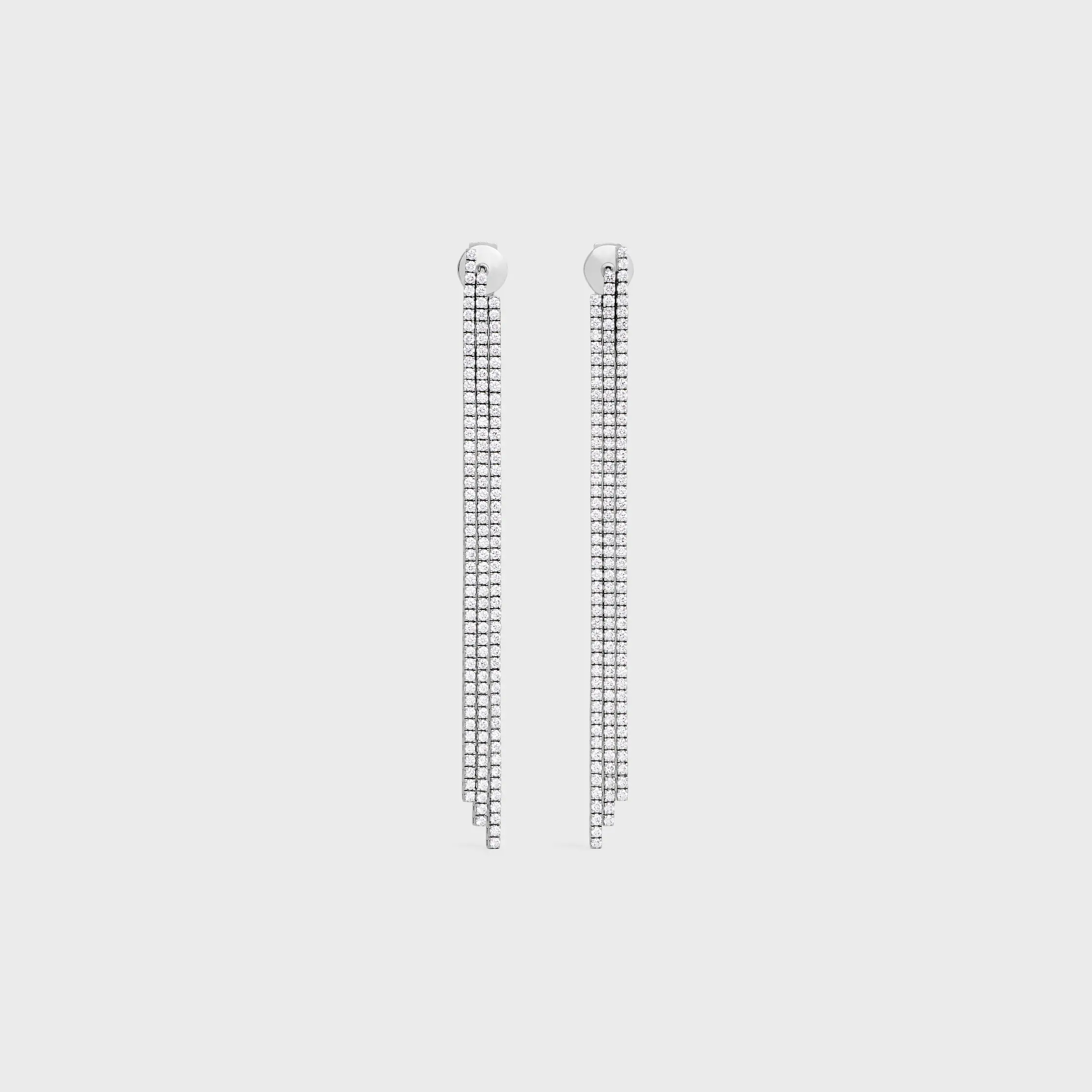 Boucles d'oreilles cocktail tennis en or blanc et diamants