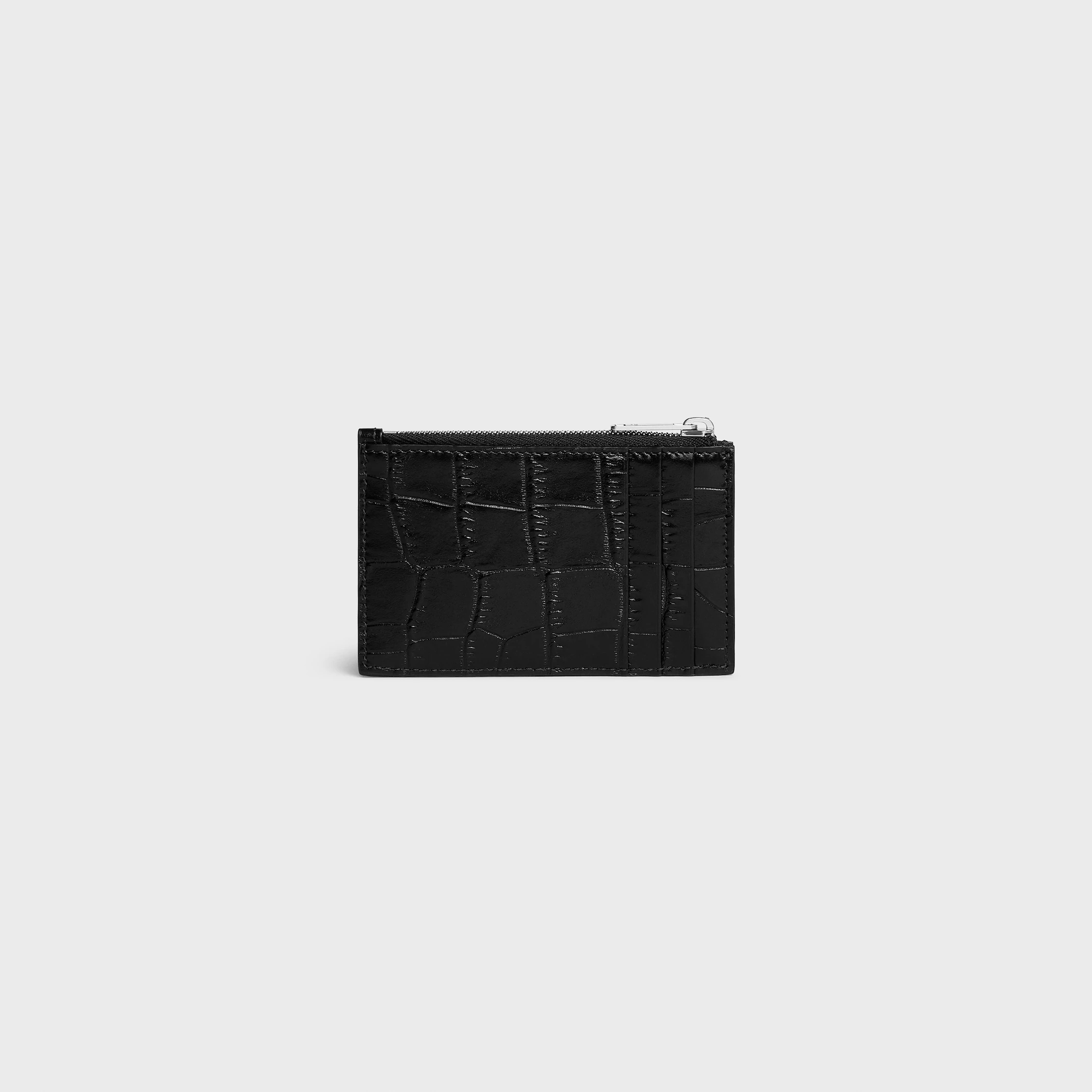 Porte-cartes à glissière IN Cuir de veau gravé crocodile