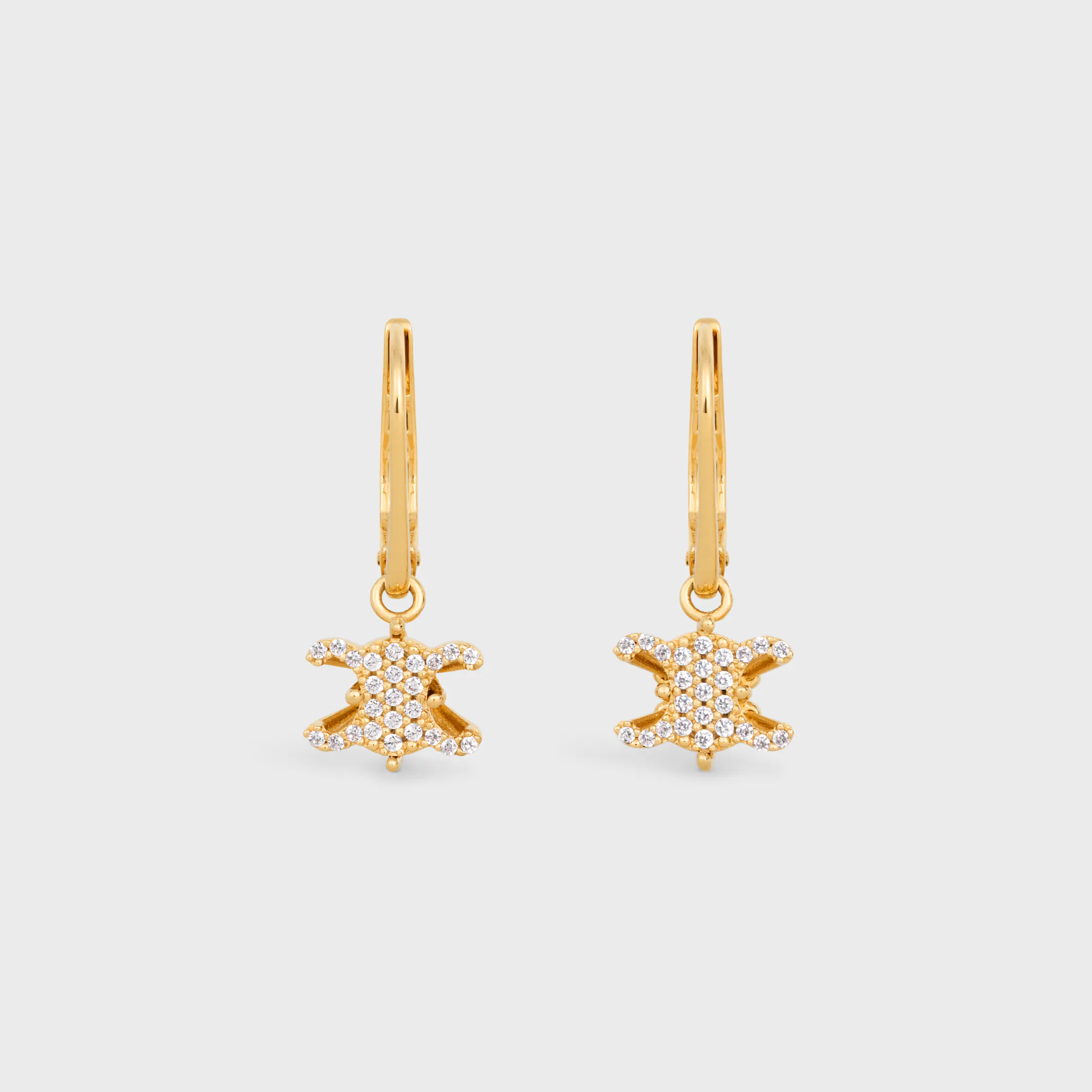 Boucles d'oreilles Triomphe Solitaire Sparkle en strass et laiton avec finition or