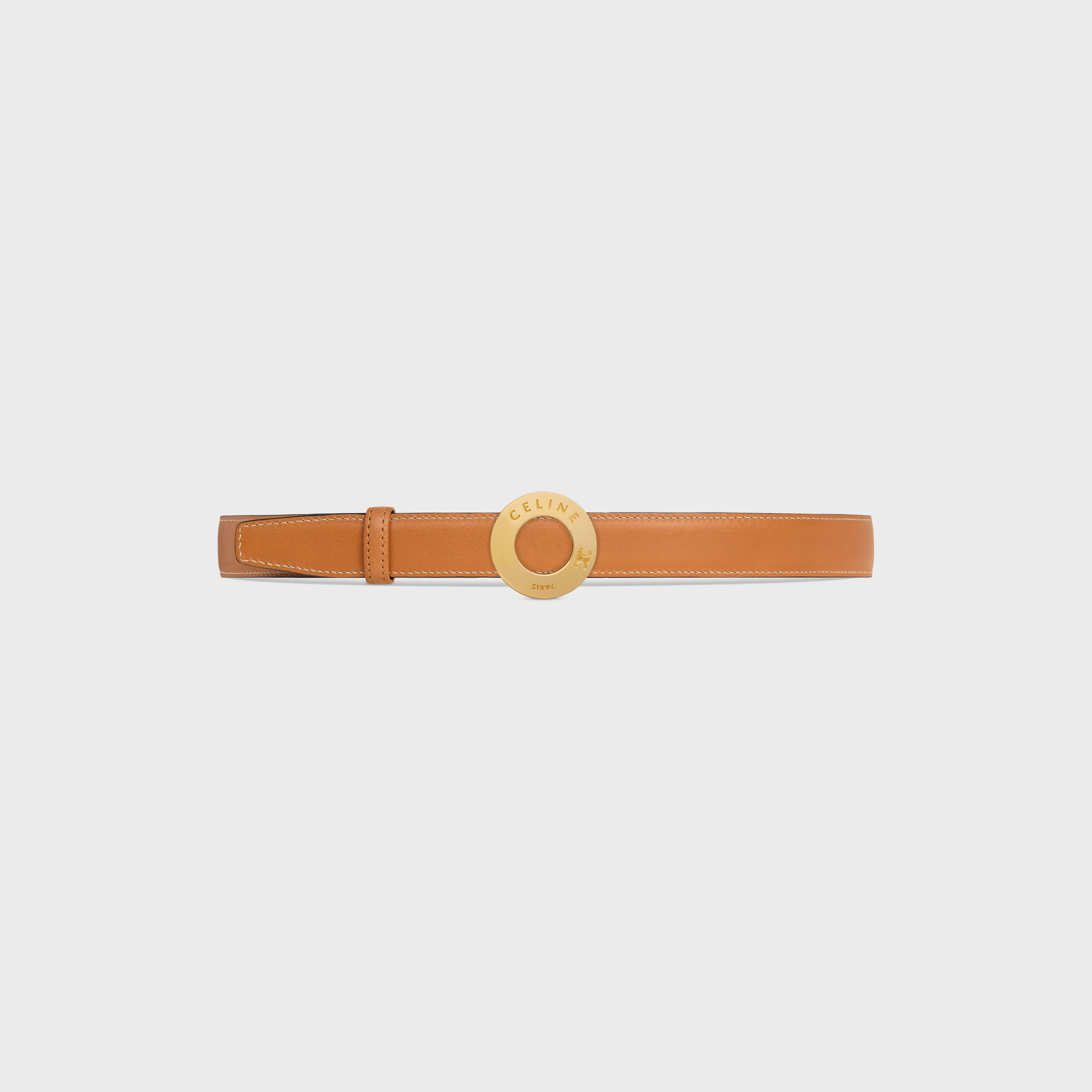 CELINE DISC BUCKLE 25 MM EN MÉTAL ET BRACELET RÉVERSIBLE 25 MM EN TAURILLON ET VEAU NATUREL
